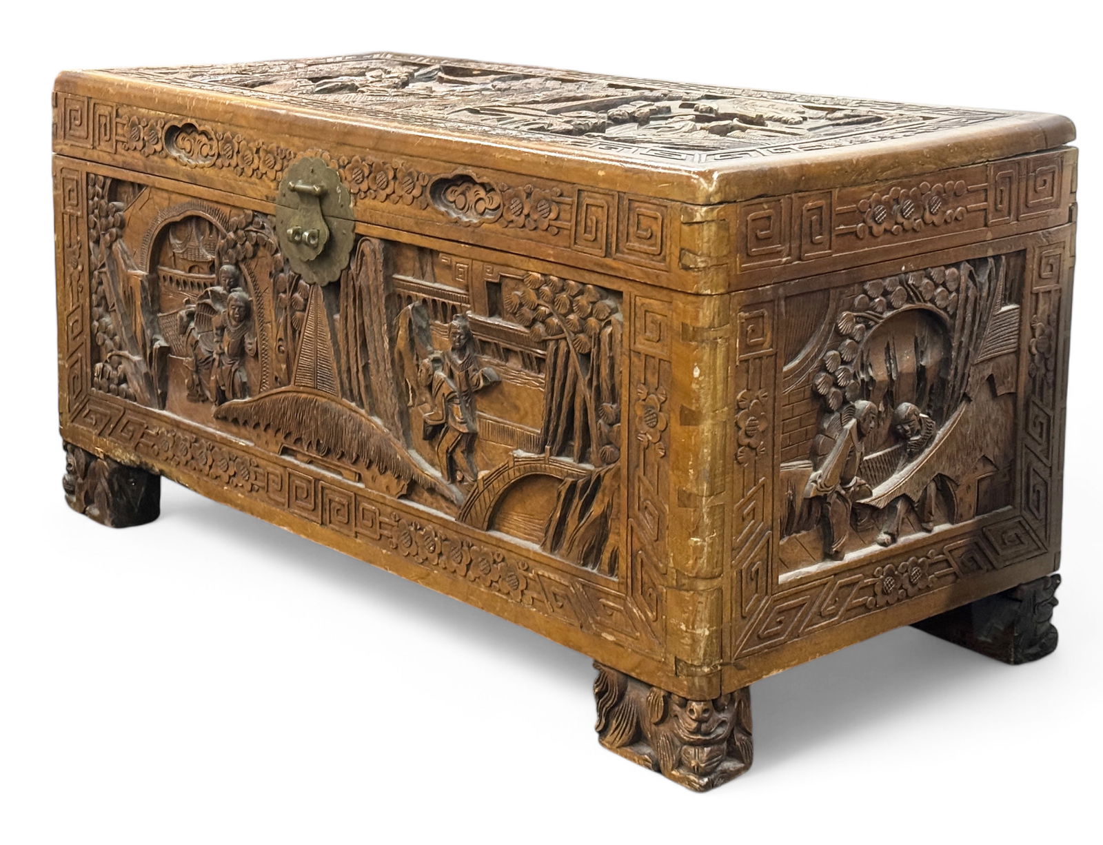 Carved Chinese Cedar Trunk / Camphor Chest. (1 of 5)
