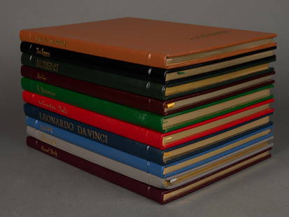 10 Easton Press Leather Bound Collectors Art Books: The lot includes 10 volumes of The Easton Press 1986 Leather Bound Collector's Edition, featuring renowned artists. The editions included in the lot are Ensor, Raoul Dufy, Rouault, Marcel Duchamp, Leo