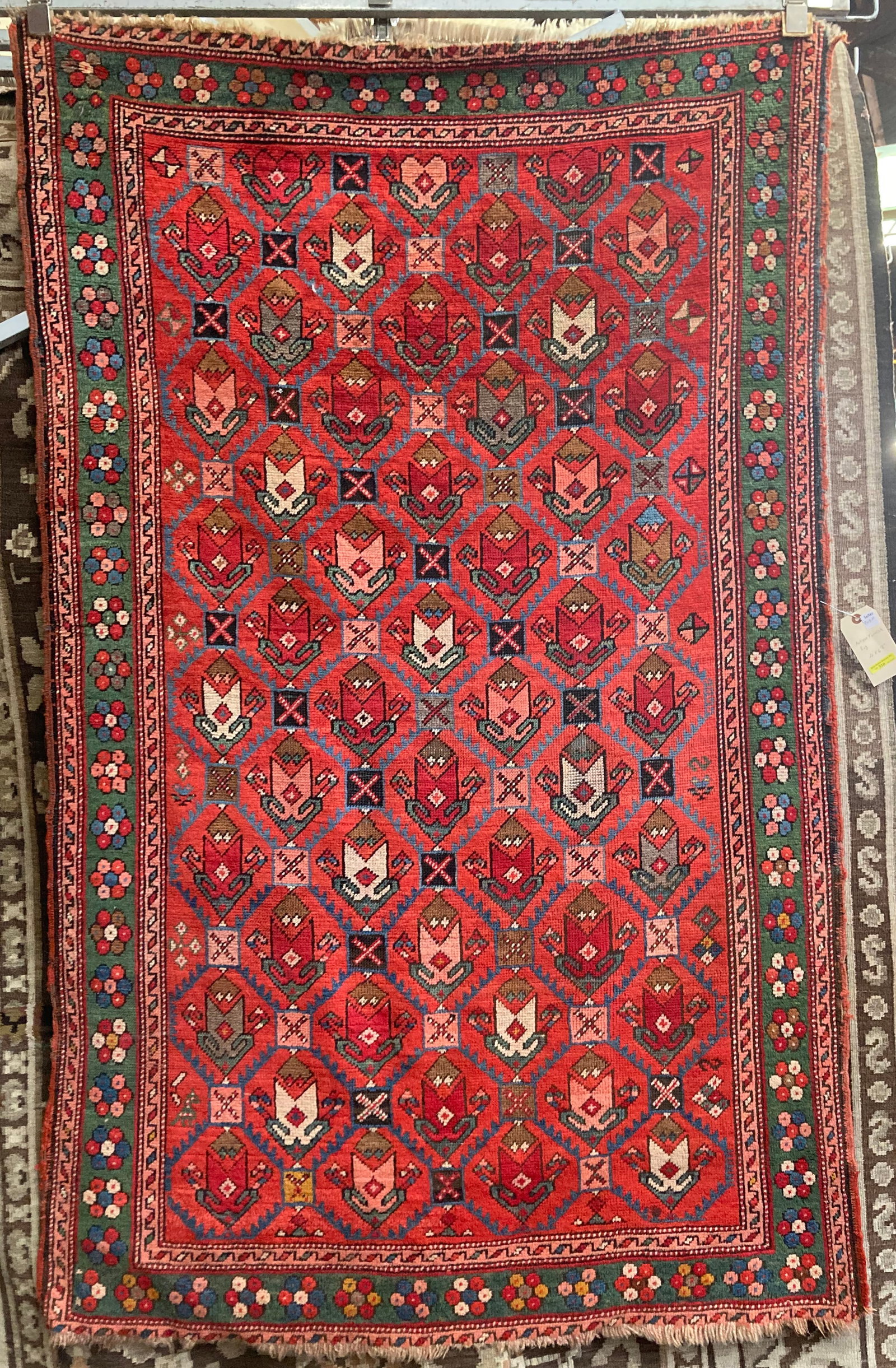 4' x 6' 8" Colorful Antique Turkish Rug.: The rug is in good overall condition. In House Shipping is available for this rug. Please see our website for in-house shipping procedures.