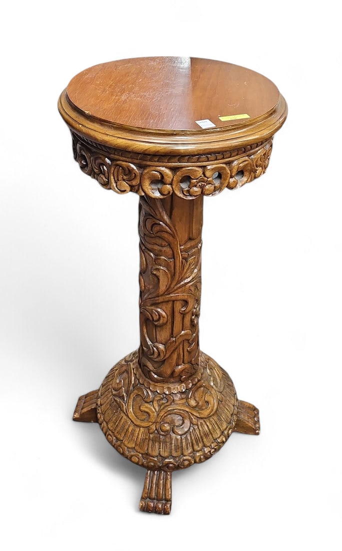 Carved Walnut Pedestal. (1 of 2)
