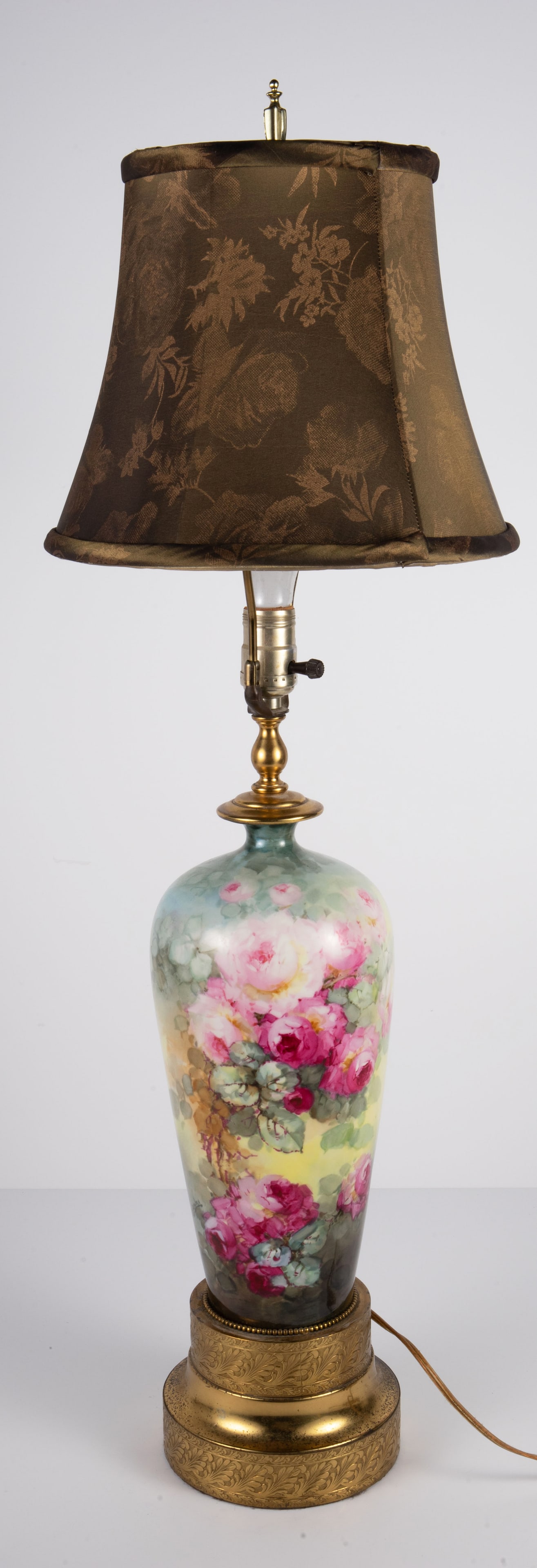 Limoges Type Signed Handpainted Porcelain Lamp. (1 of 9)