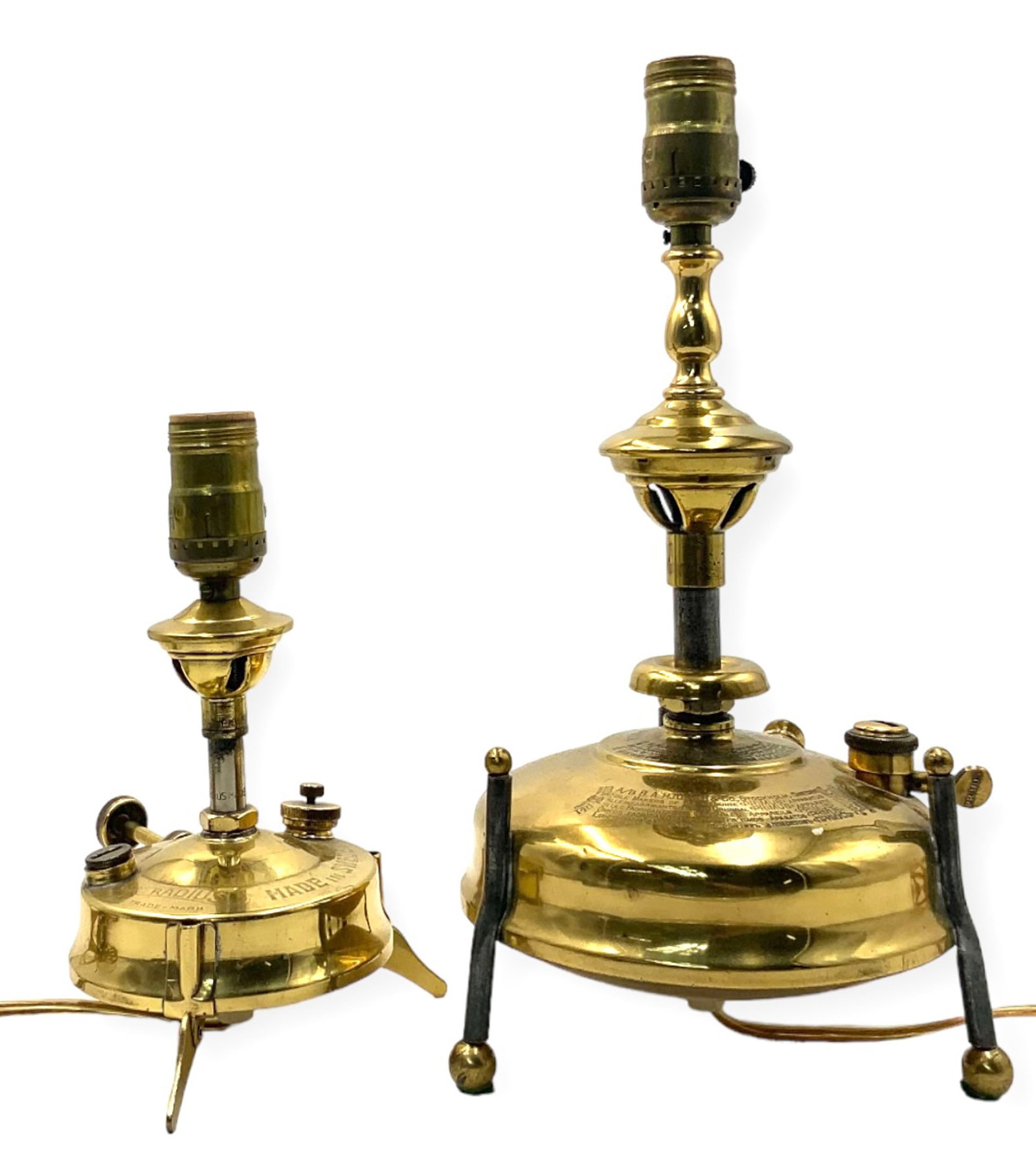 Lot of 2 Vintage Electrified Kerosene Brass Lamps. (1 of 4)