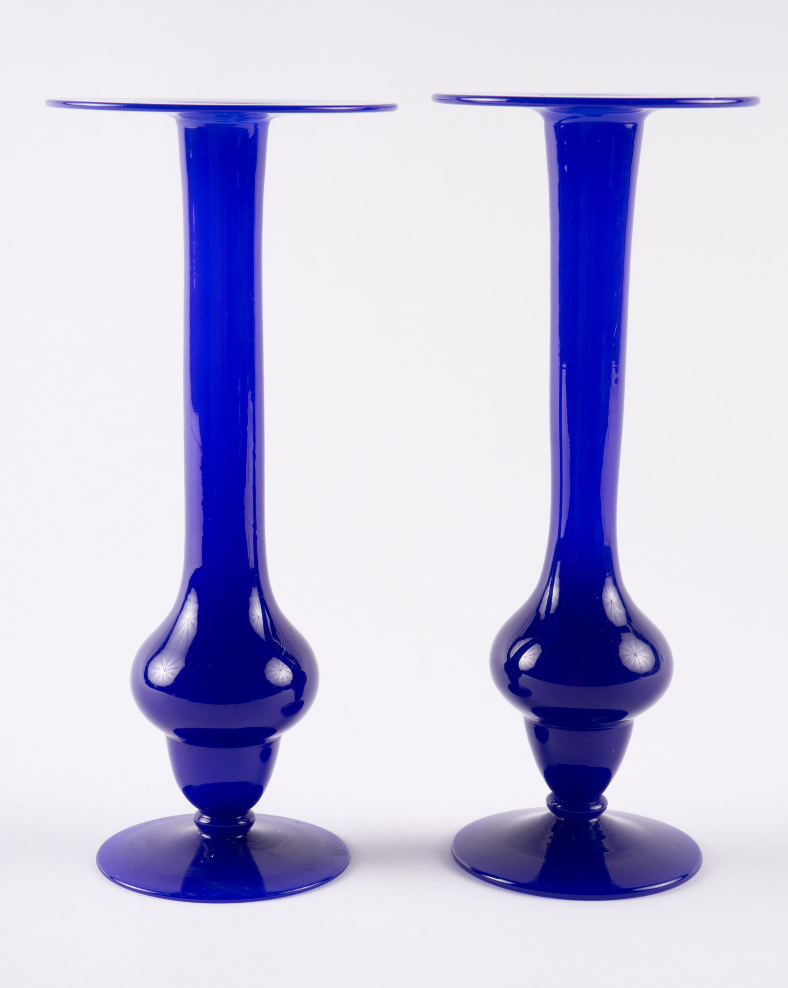 Steuben Glass Dark Blue Jade Candlestick Pair. (1 of 3)