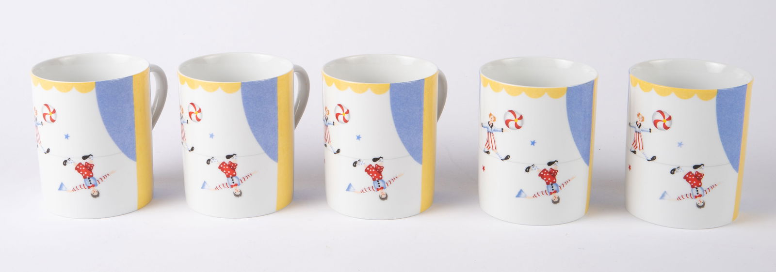 Set of 5 Hermes "Les Equilibristes" Circus Mugs. (1 of 5)
