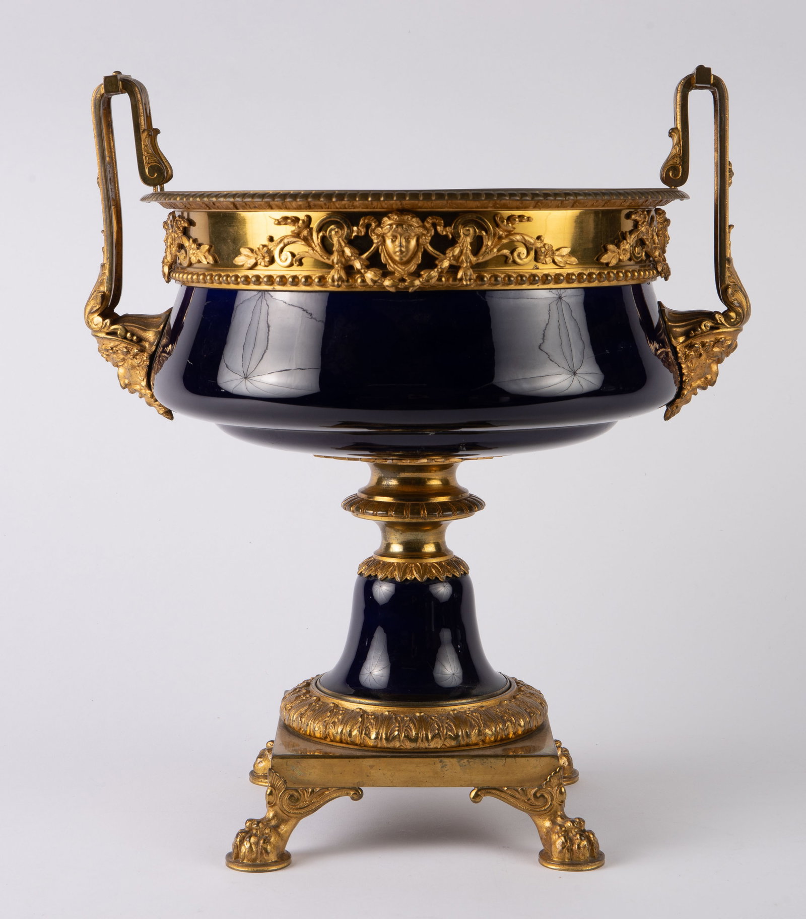 Empire Style Cobalt Blue Vase w/ Gilded Mounts. (1 of 9)