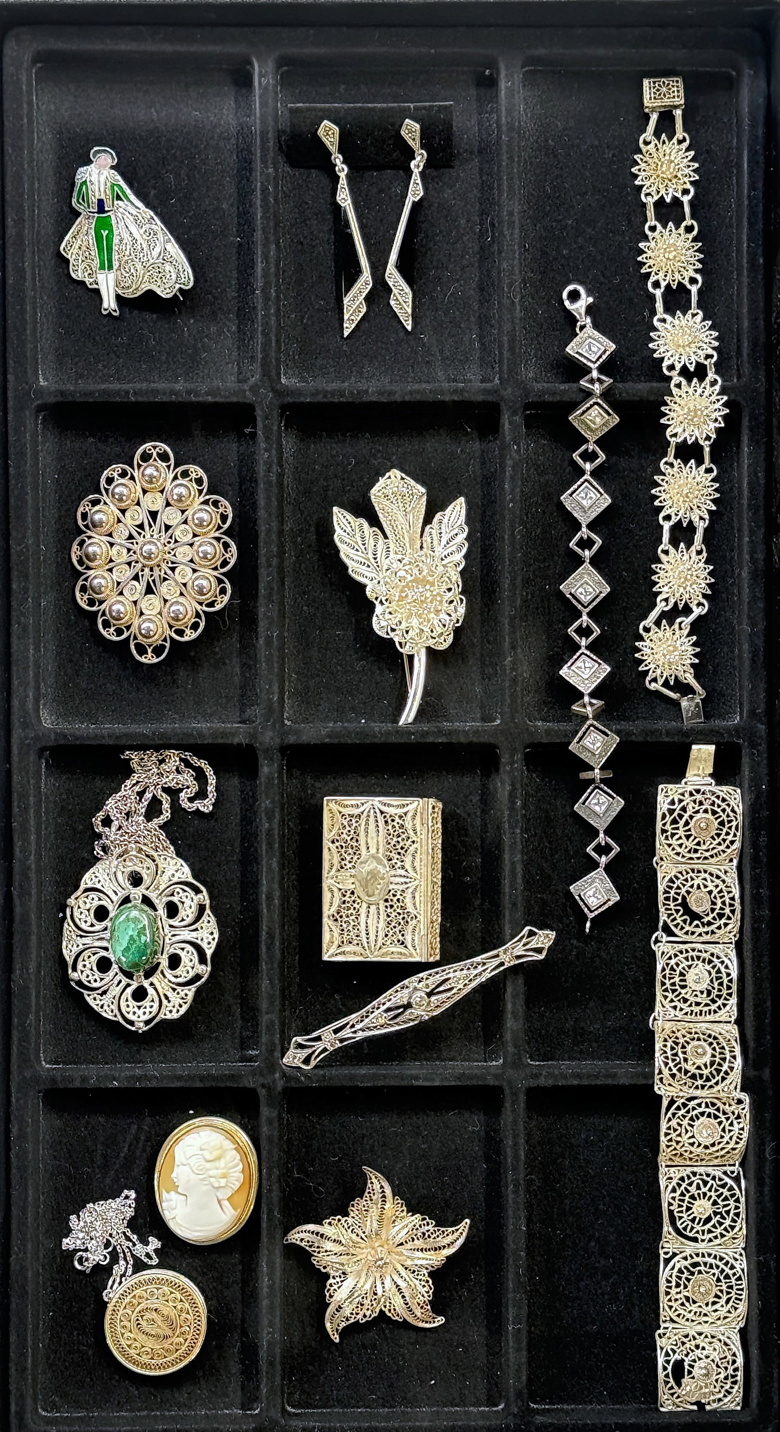 13 Antique / Vintage Sterling Filigree Jewelry Pcs (1 of 5)