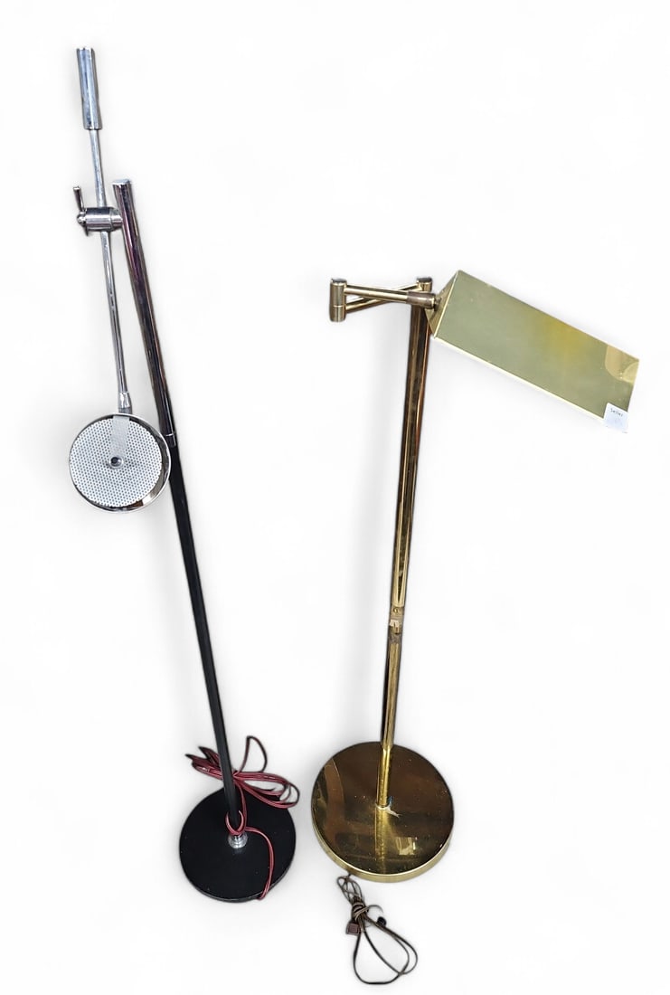 Lot of 2 Task Floor Lamps - Brass & MCM Spotlight (1 of 3)