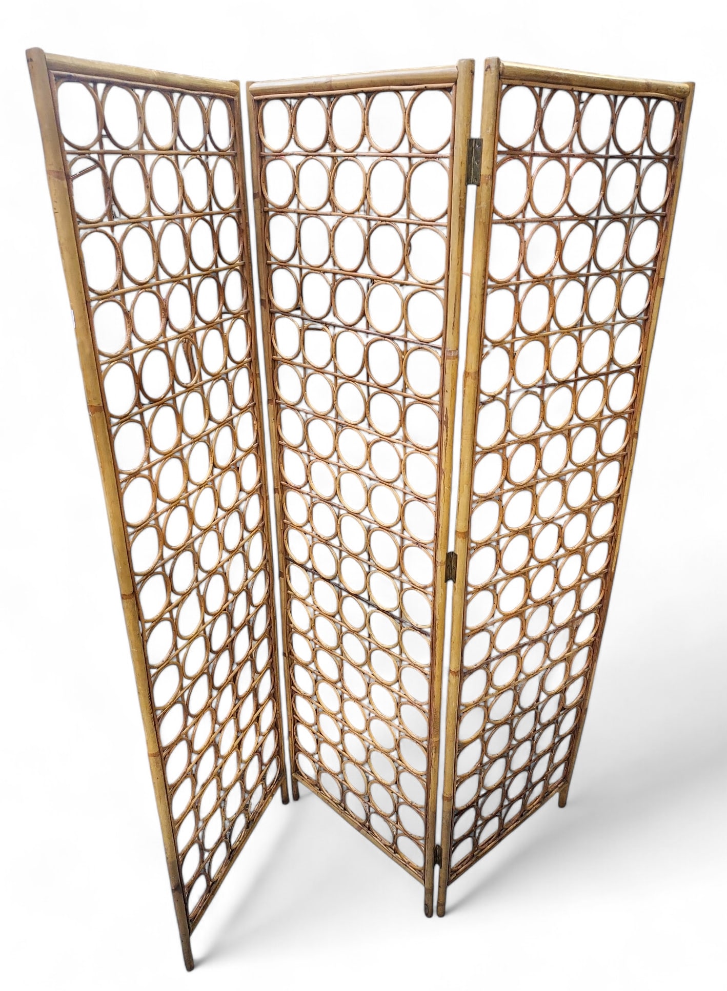 Vintage Bohemian Bamboo Room Divider Screen. (1 of 2)