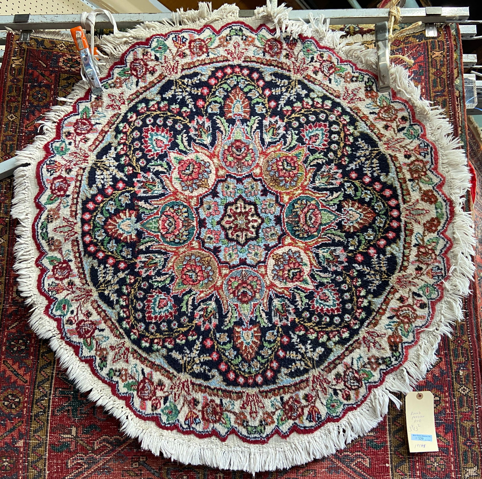 3' 2" x 3' 4" Round Persian Rug. (1 of 2)