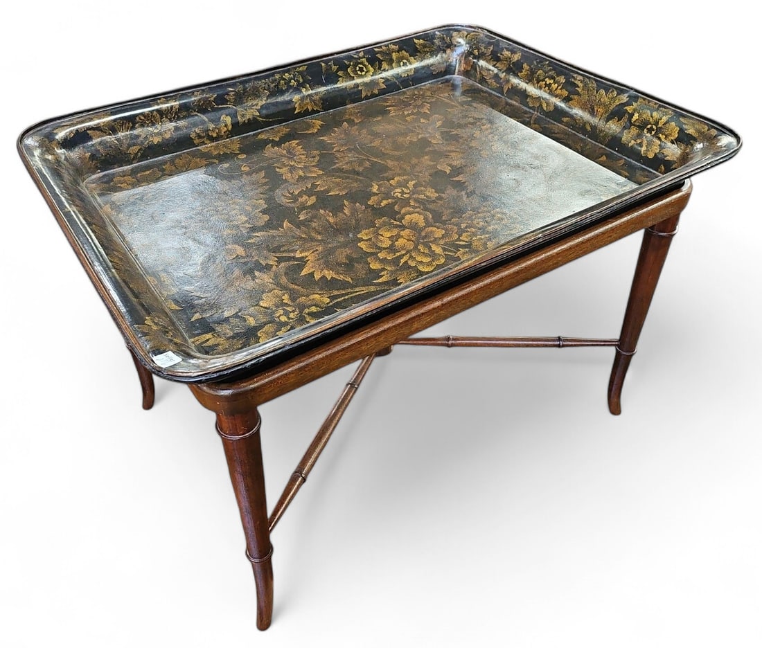 Vintage Bamboo Style Tray Top Table. (1 of 3)