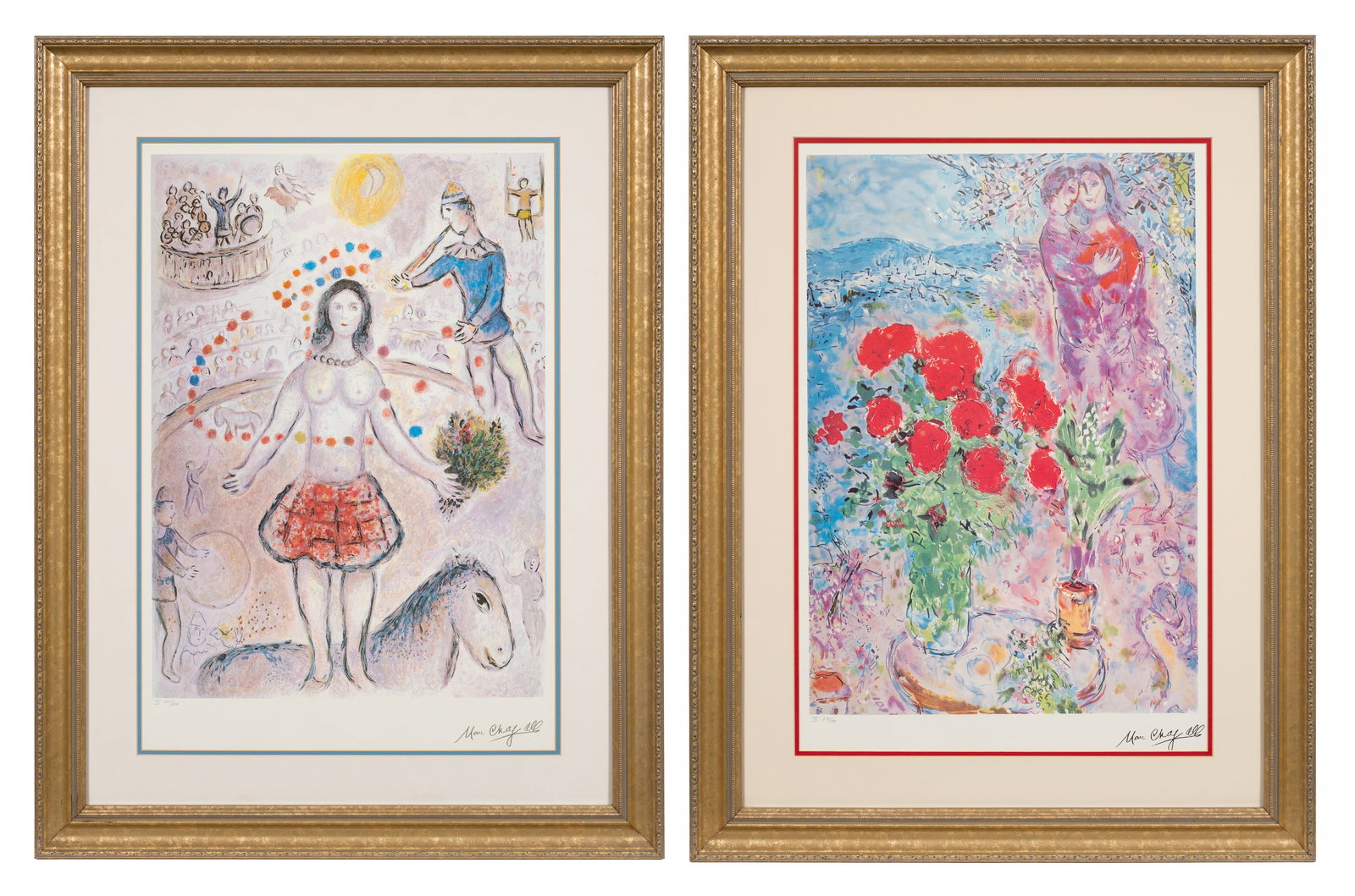 Dancer & Flutist, Red Bouquet, Marc Chagall Prints (1 of 15)