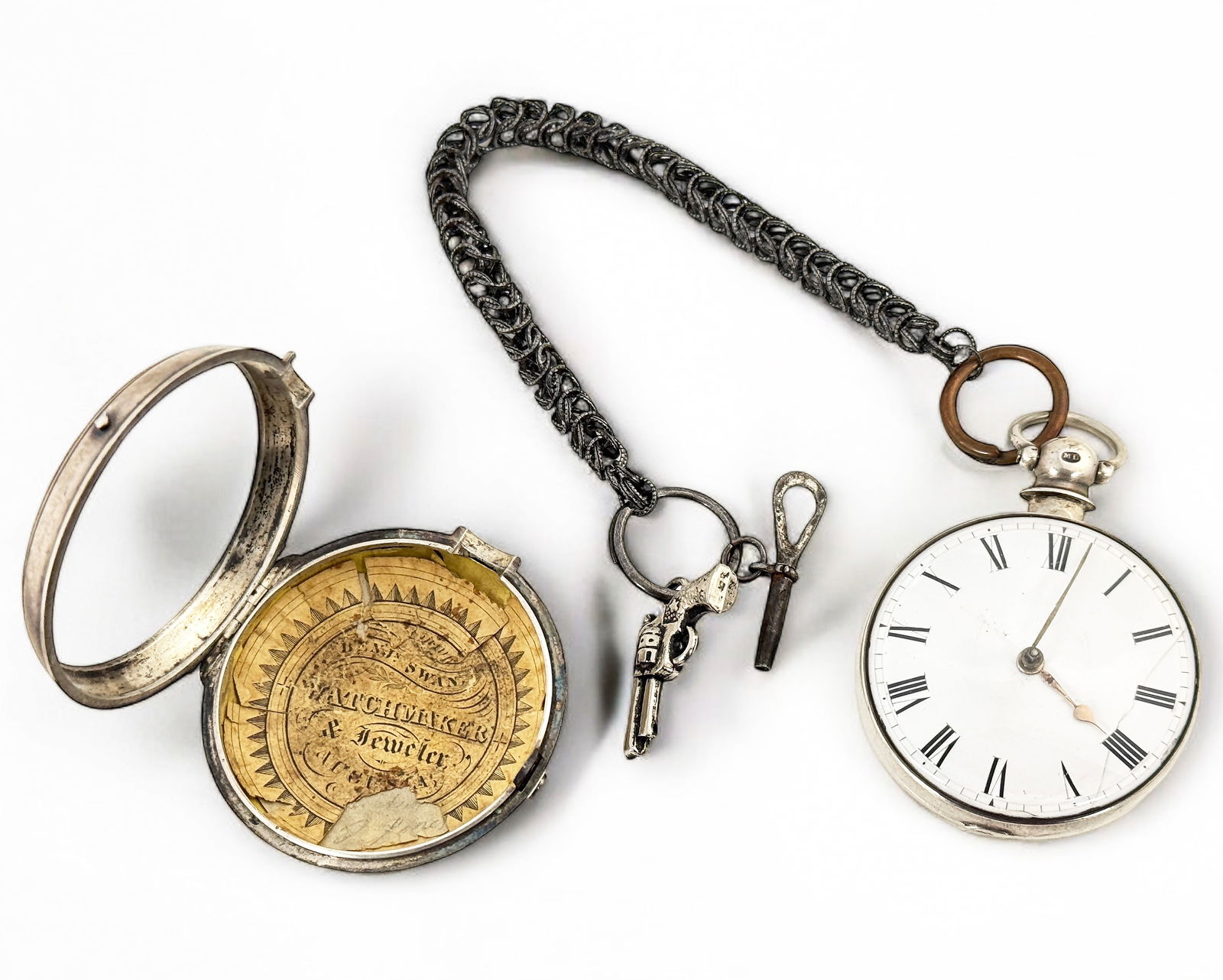 Antique 1840's Silver Fusee Keywind Pocket Watch. (1 of 3)
