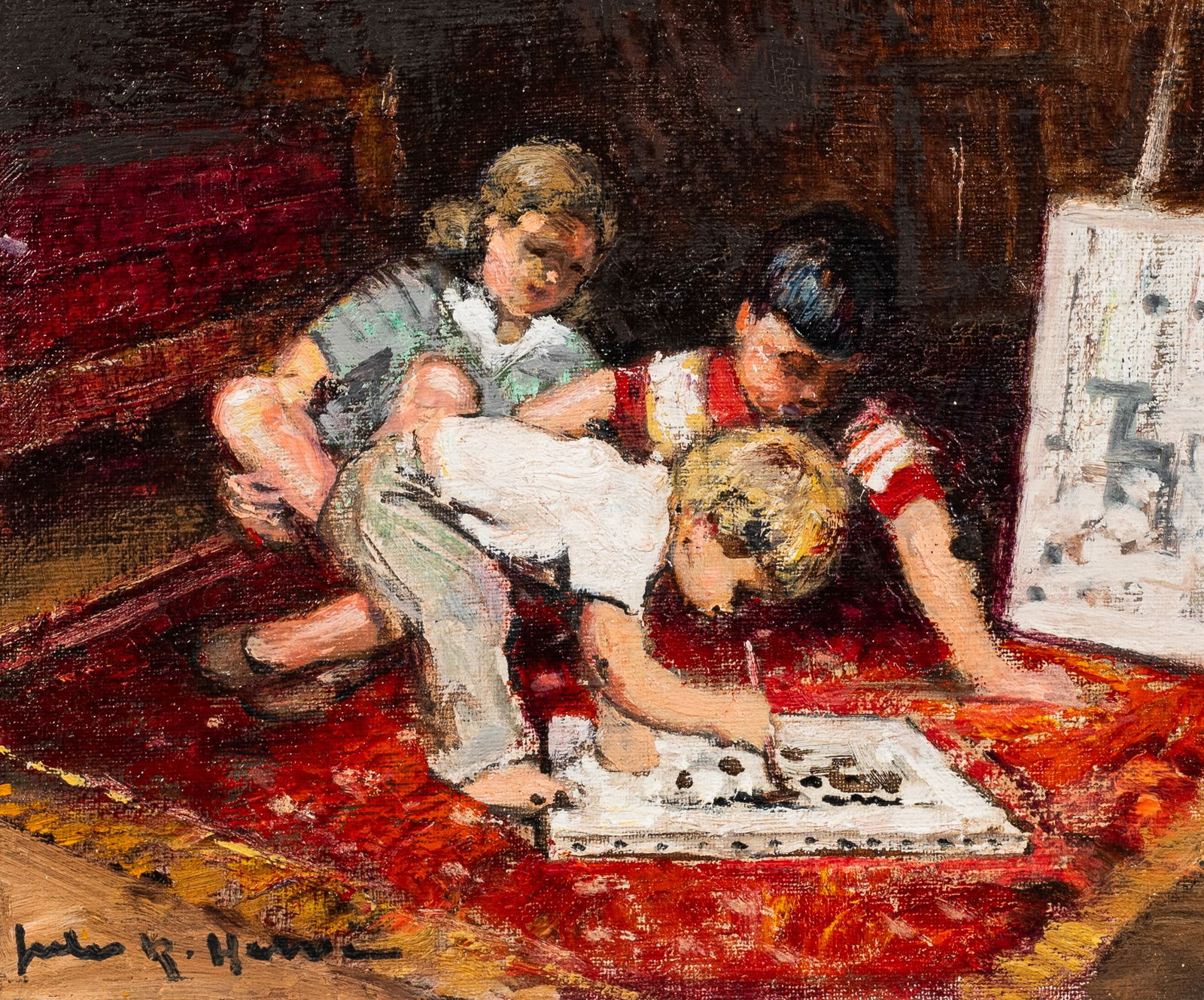 Portrait of Children Painting, Jules Rene Herve. (1 of 5)
