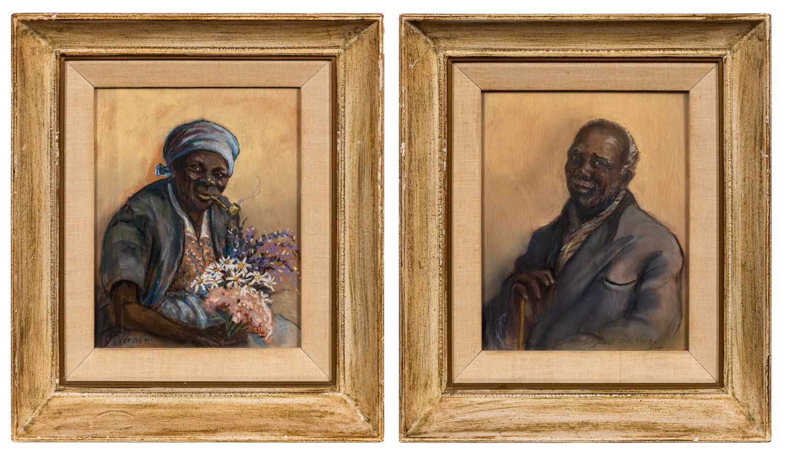 2 Pastel Portraits Attributed to Elizabeth Verner. (1 of 11)