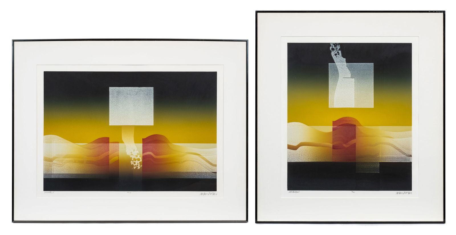 Lot of Two Large Etchings by Carlos Davila. (1 of 12)