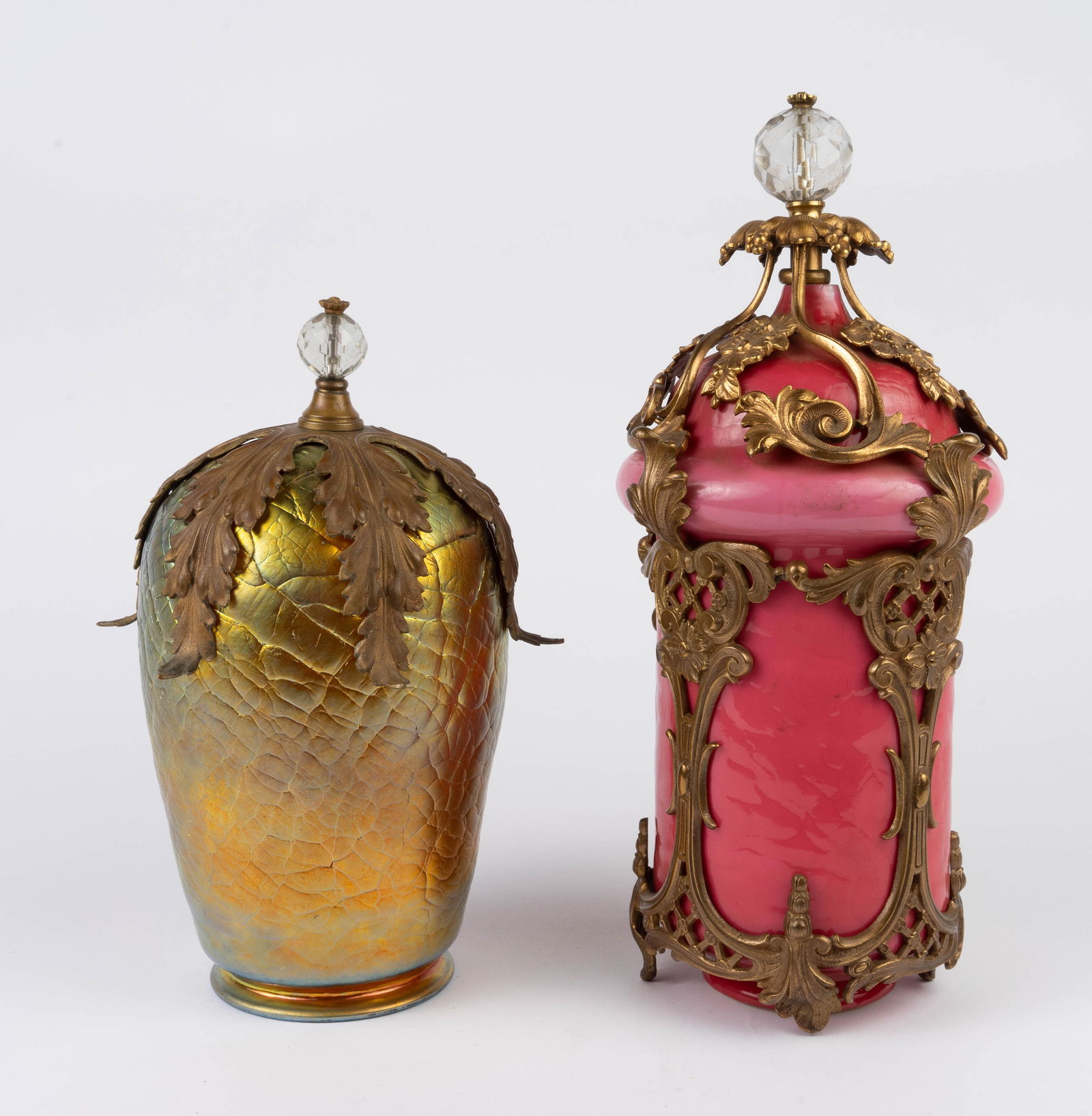 Lot of 2 Glass Shades w/ Ormolu Mounts. (1 of 4)