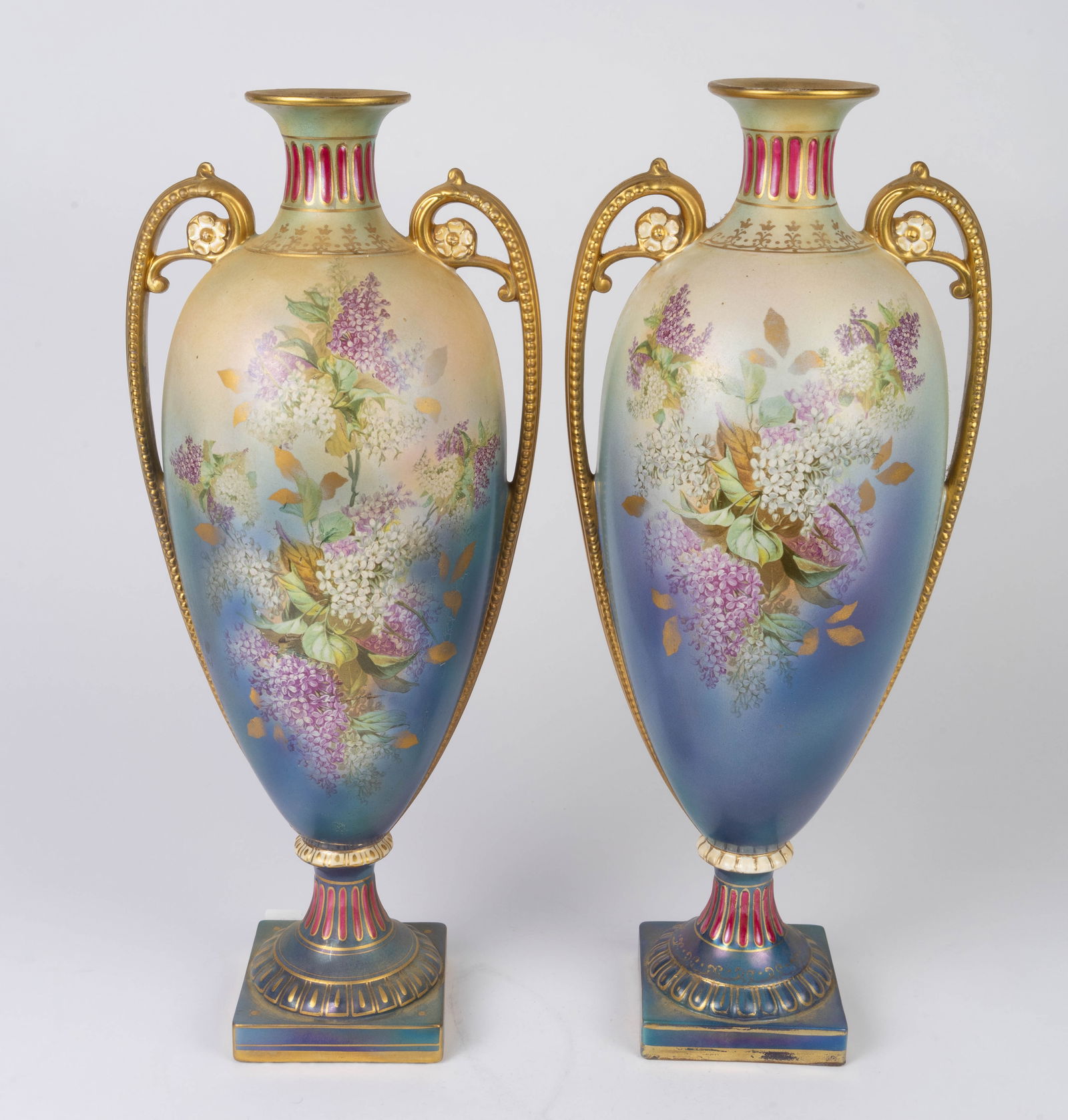 Pair of Royal Bonn Vases w/ Gilded Handles. (1 of 8)
