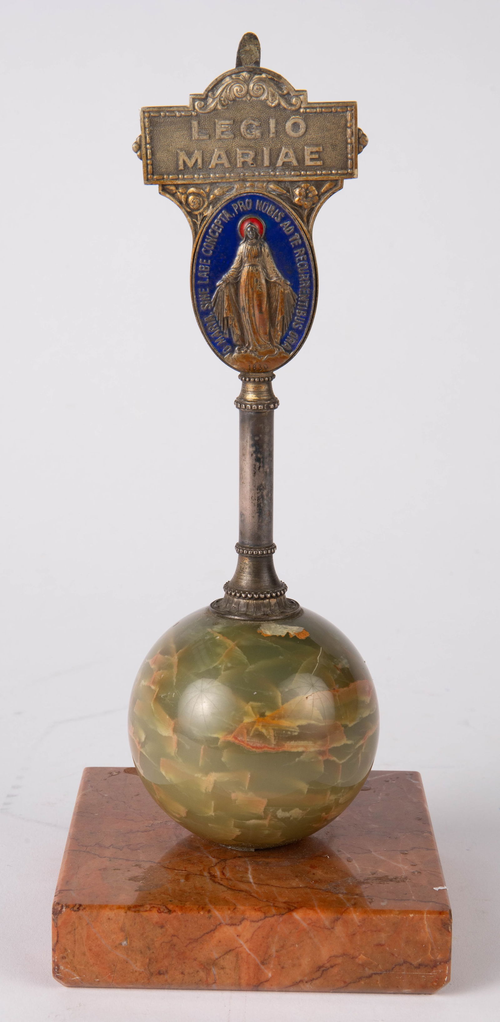 Virgin Mary "Legio Mariae" Icon on Onyx Sphere. (1 of 5)