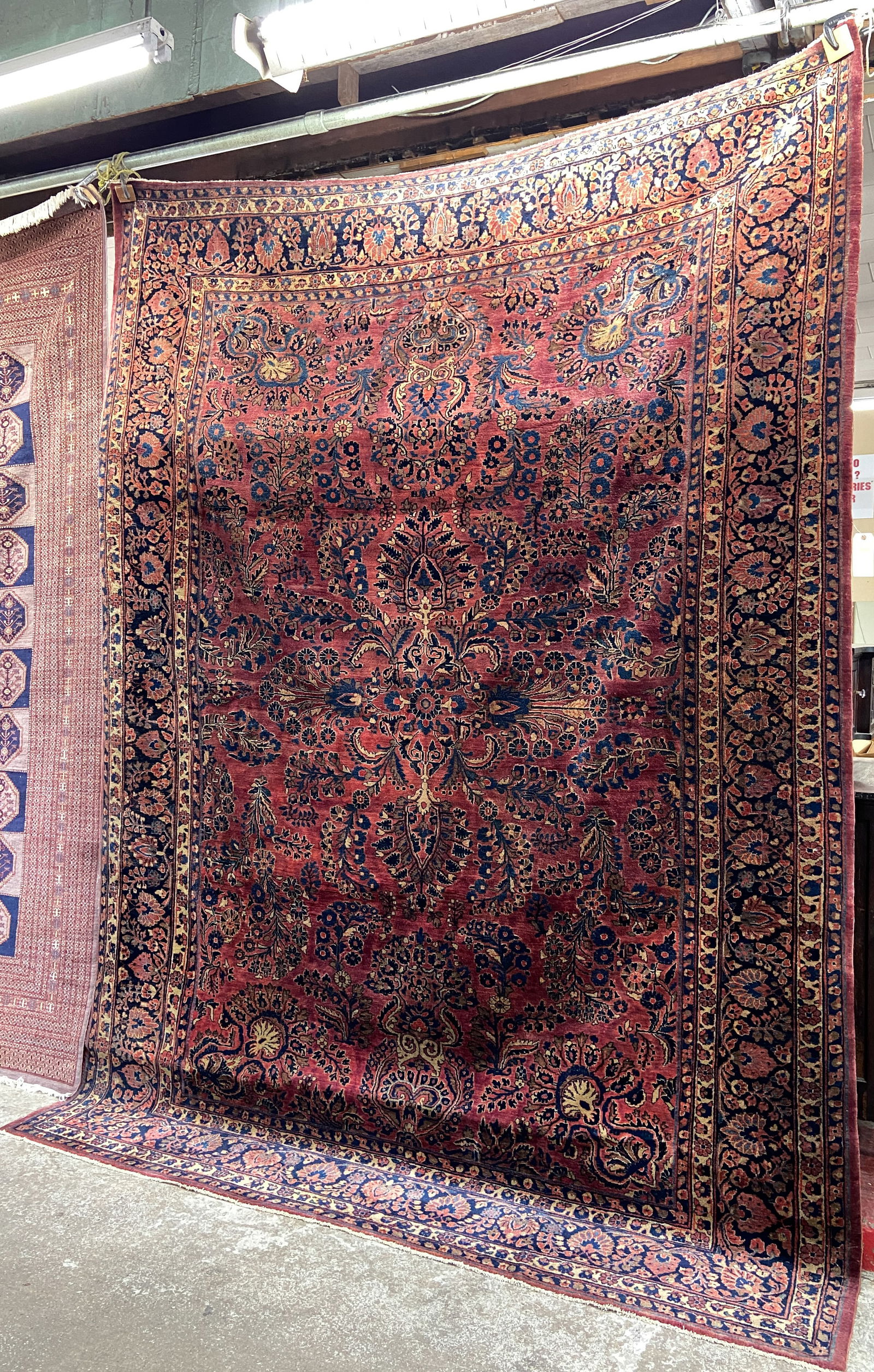9' 2" x 12' 5" Red & Blue Sarouk Rug. (1 of 4)