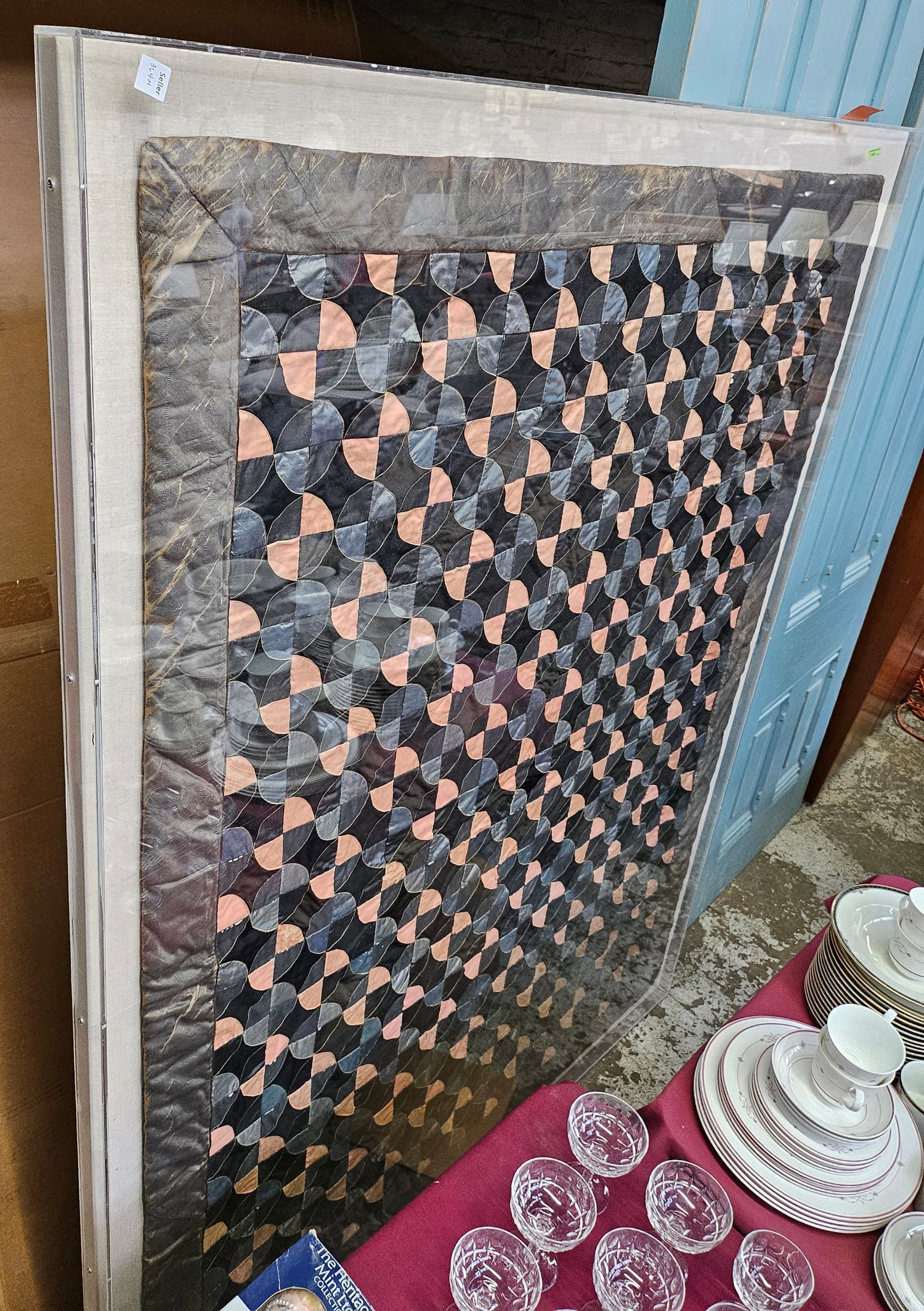 Large Vintage Framed Handmade Quilt. (1 of 2)