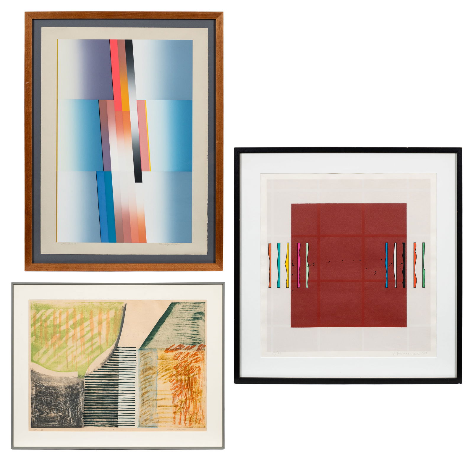 Lot of 3 Abstract Prints - Funasaka, Johnson, etc. (1 of 16)