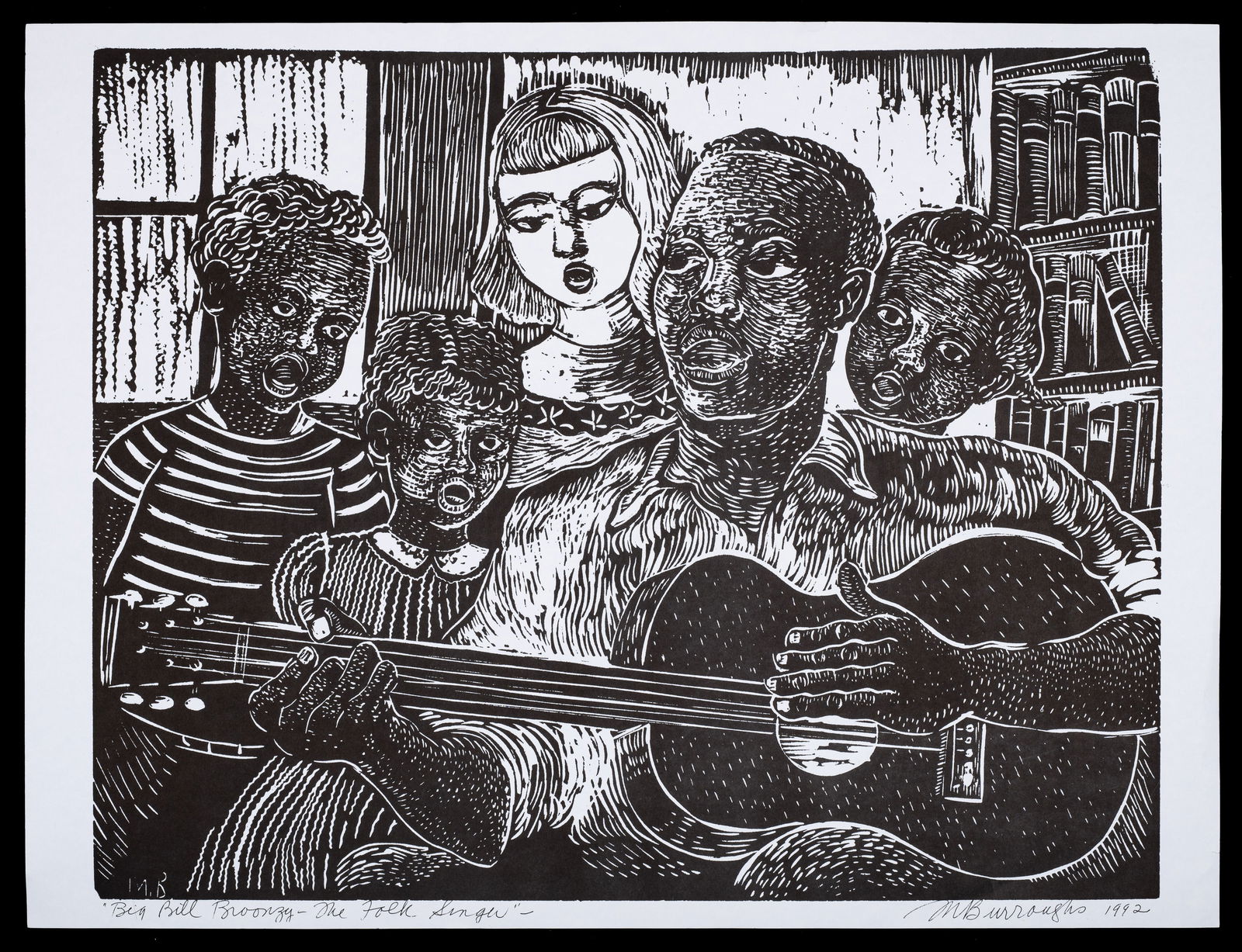 The Folk Singer, sgd Margaret Burroughs Lithograph (1 of 5)