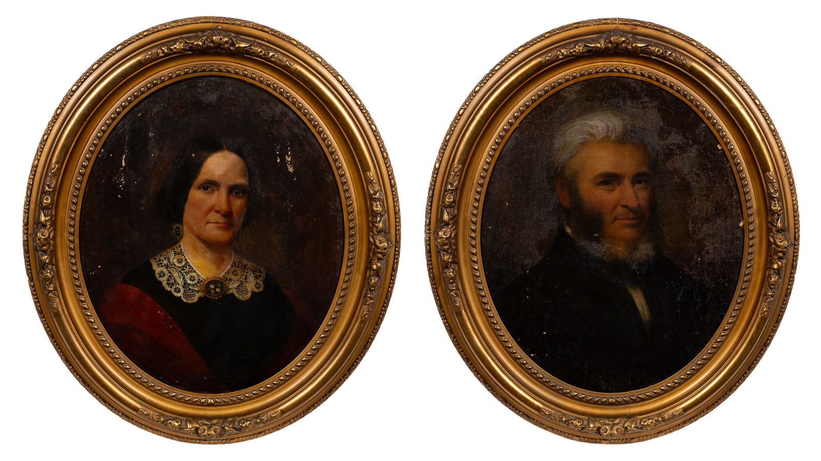 Pair of Victorian Oval Portraits, Man & Woman. (1 of 7)