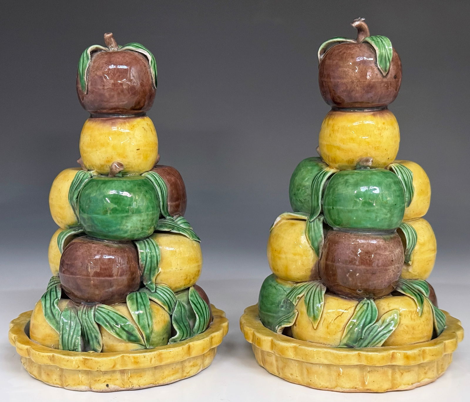 Pr. 19th Cent. Chinese Altar Temple Fruit Pyramids (1 of 5)