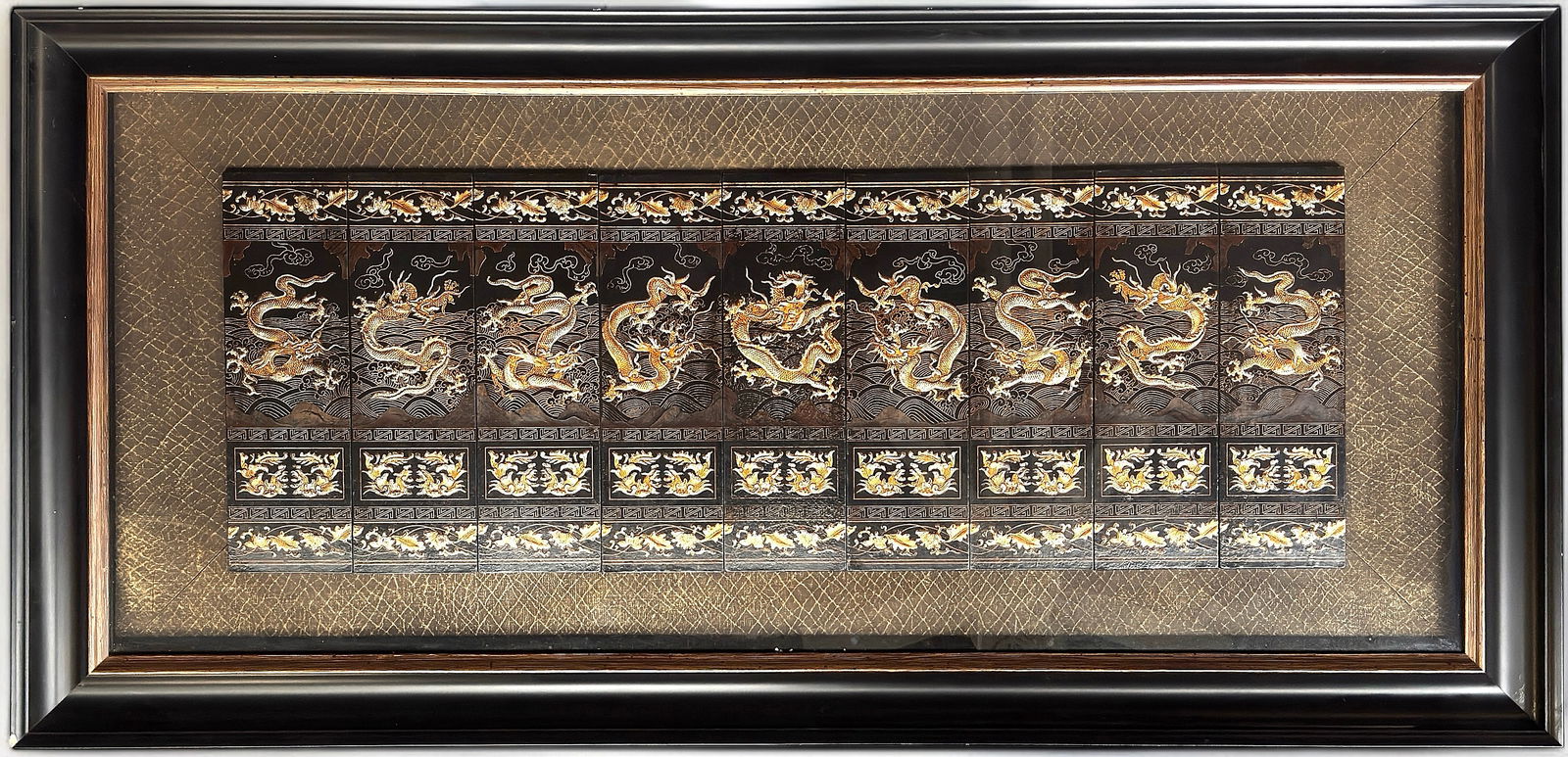 Framed Chinese Screen, Dragon & Phoenix. (1 of 5)