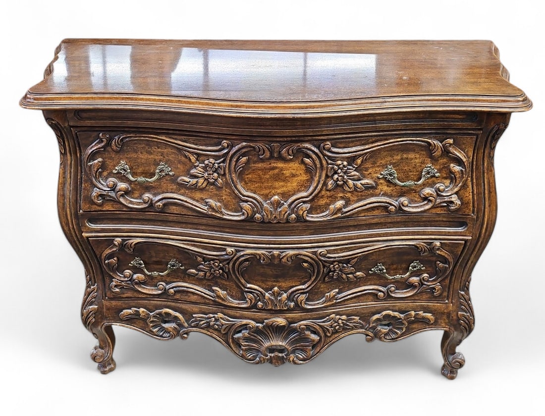French Style Bombe Carved Commode. (1 of 3)