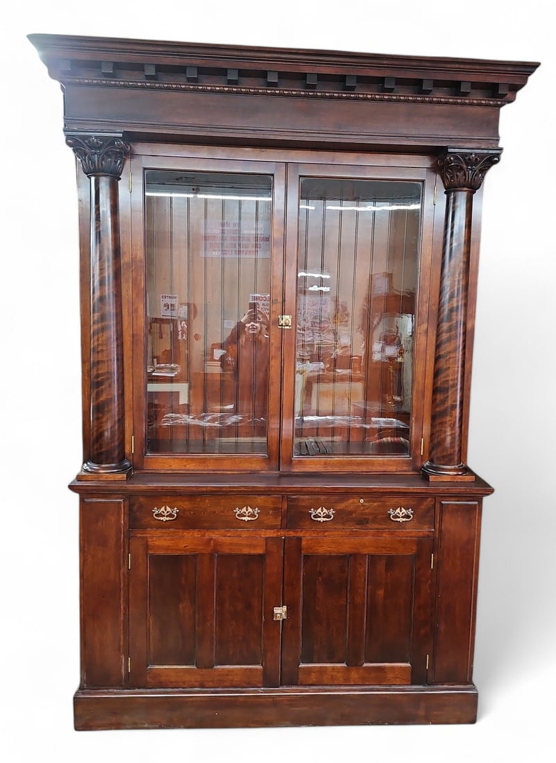 Massive Antique Mahogany Backbar w/ Columns. (1 of 1)