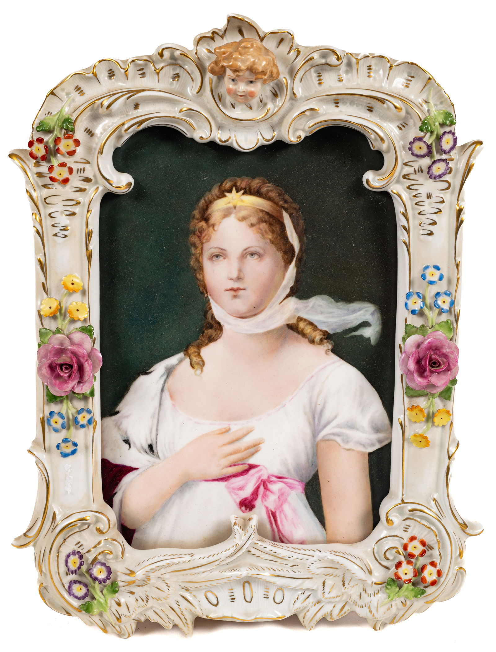 Porcelain Plaque of Queen Louise in Floral Frame. (1 of 4)
