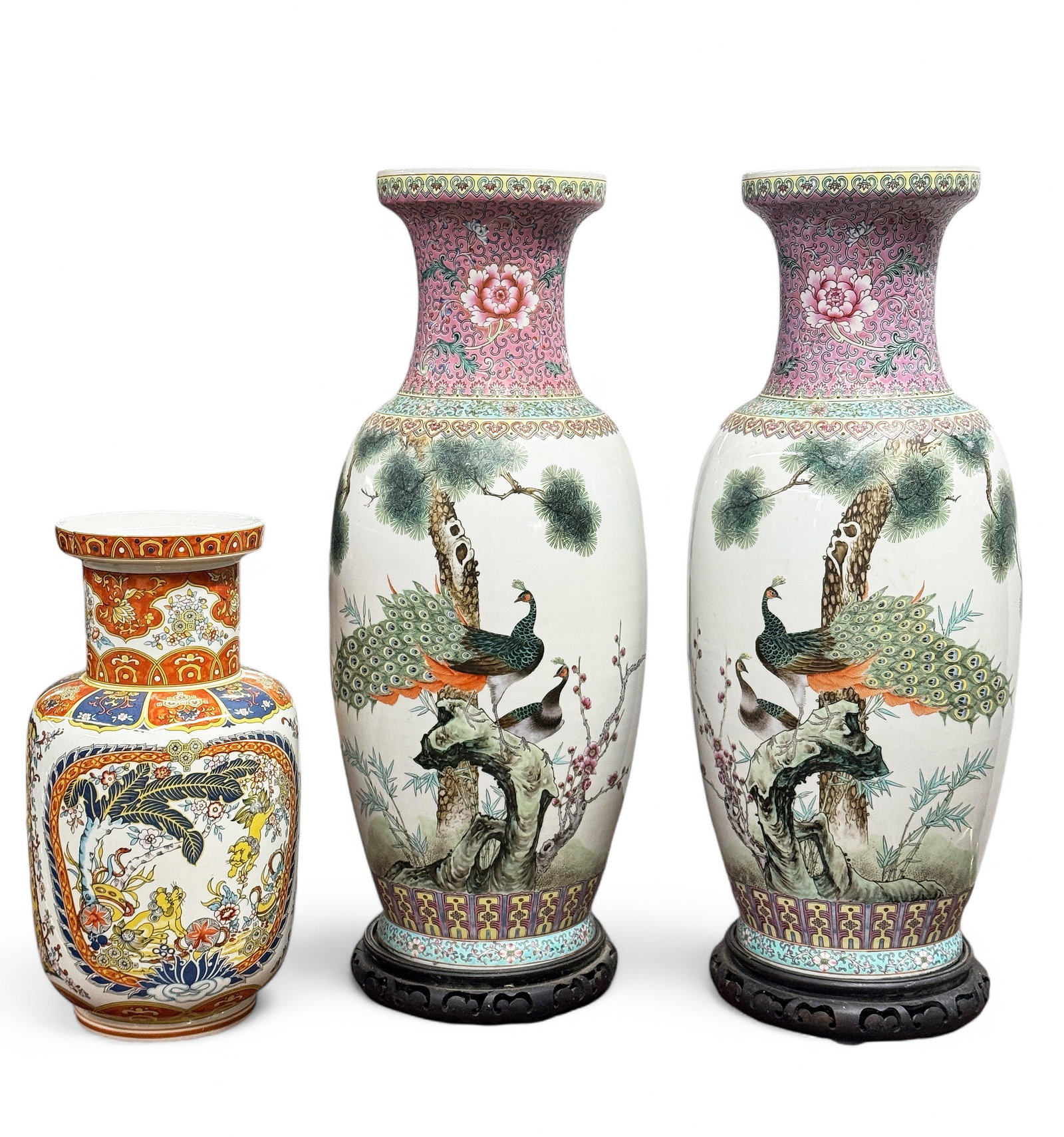 Lot of 3 Vases, Chinese Pair & One Italian Vase. (1 of 6)