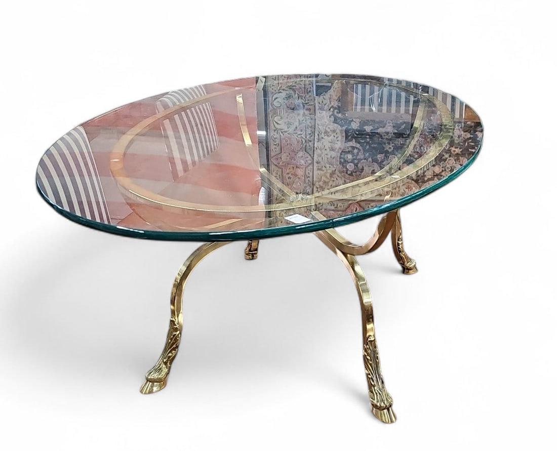 Brass Coffee Table with Glass Top. (1 of 2)