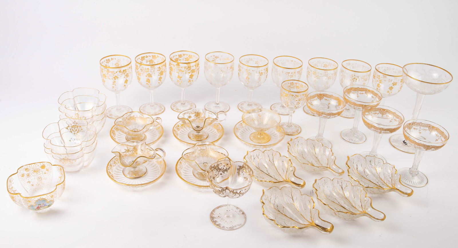 Lot of Gold Rimmed Glassware, Possibly Moser. (1 of 12)