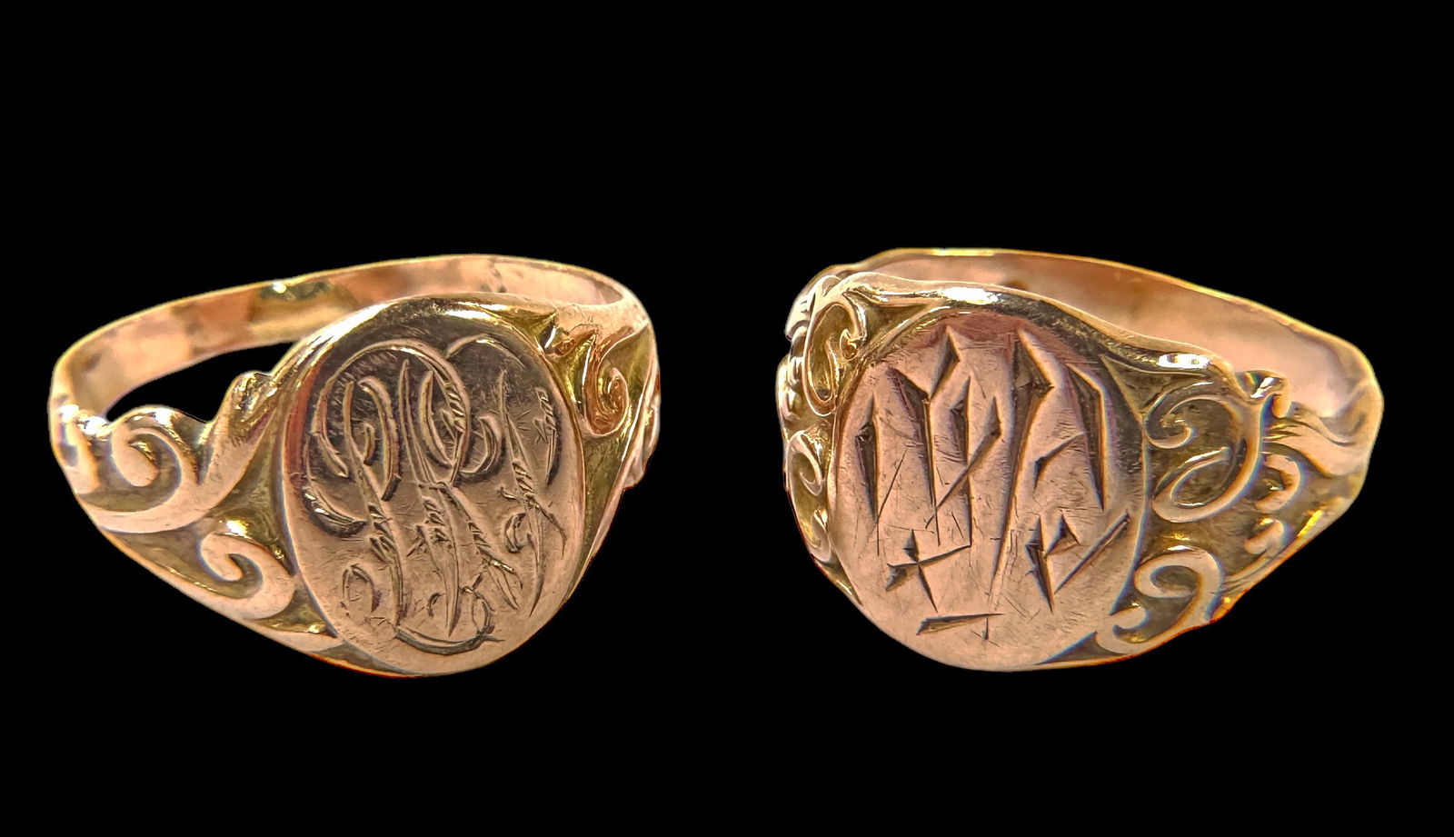 Two Antique 14K Gold Victorian Signet Rings. (1 of 3)