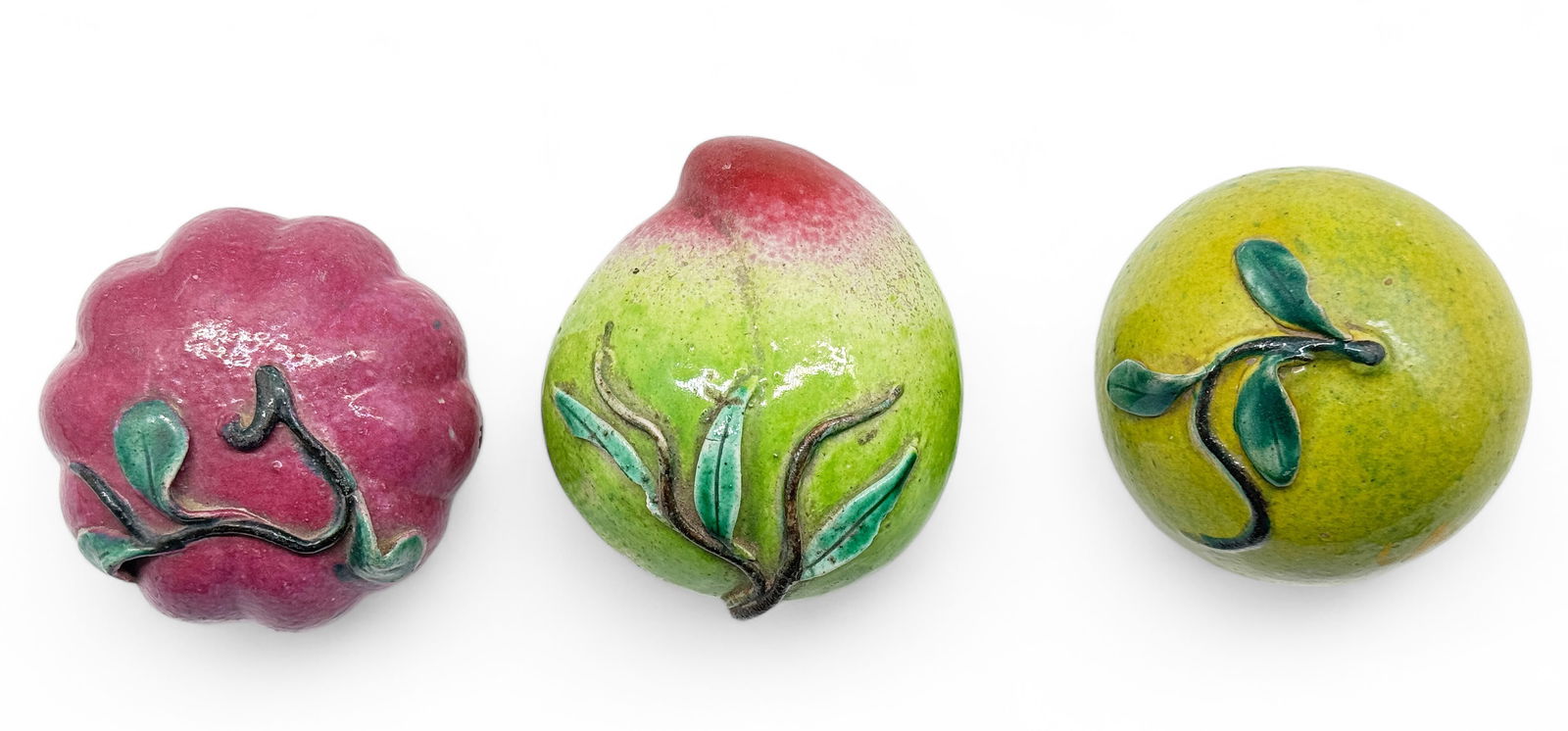 Lot of Three Chinese 19th Century Porcelain Fruit. (1 of 5)