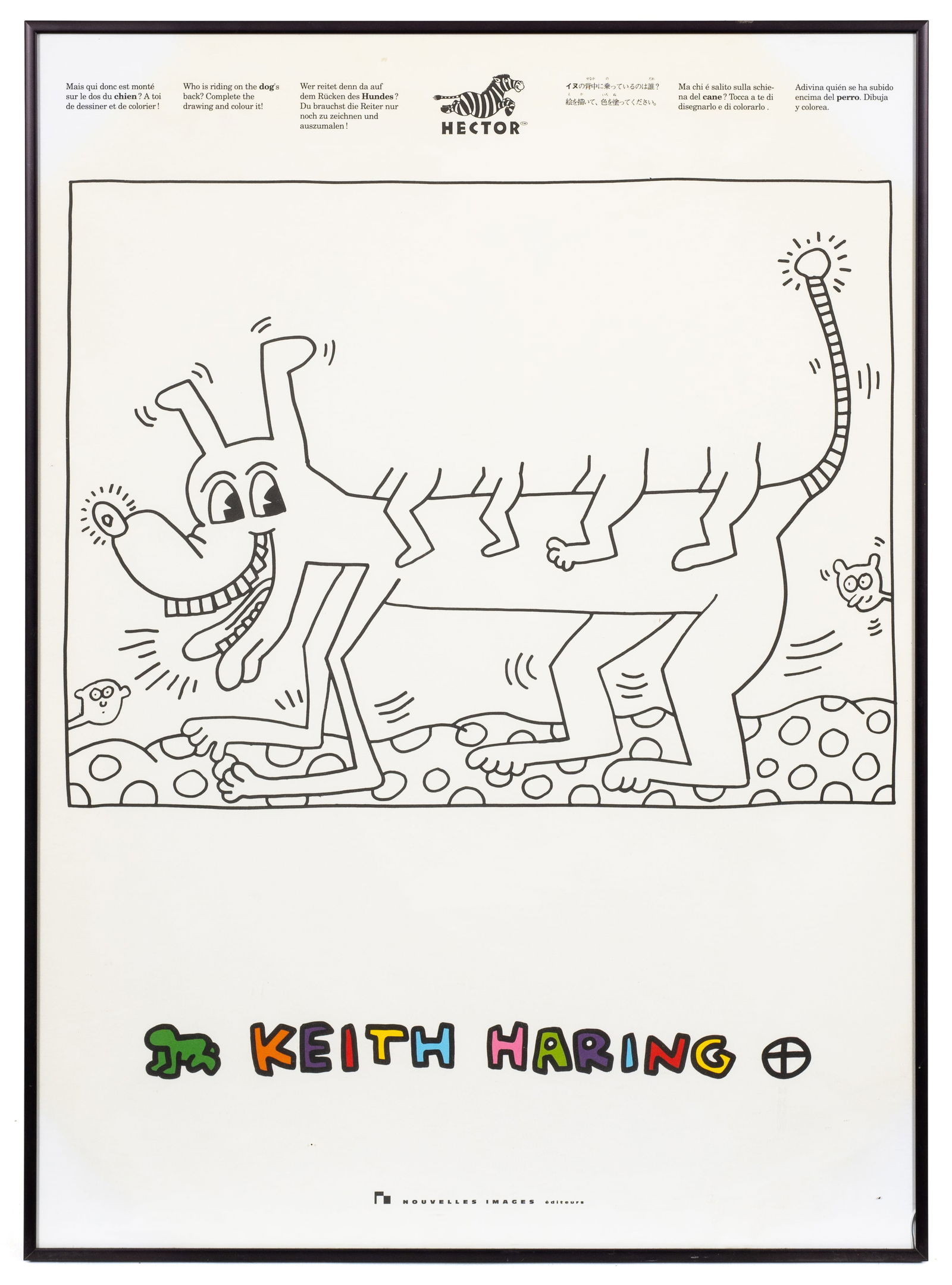 Framed Keith Haring Coloring Page of a Dog. (1 of 4)