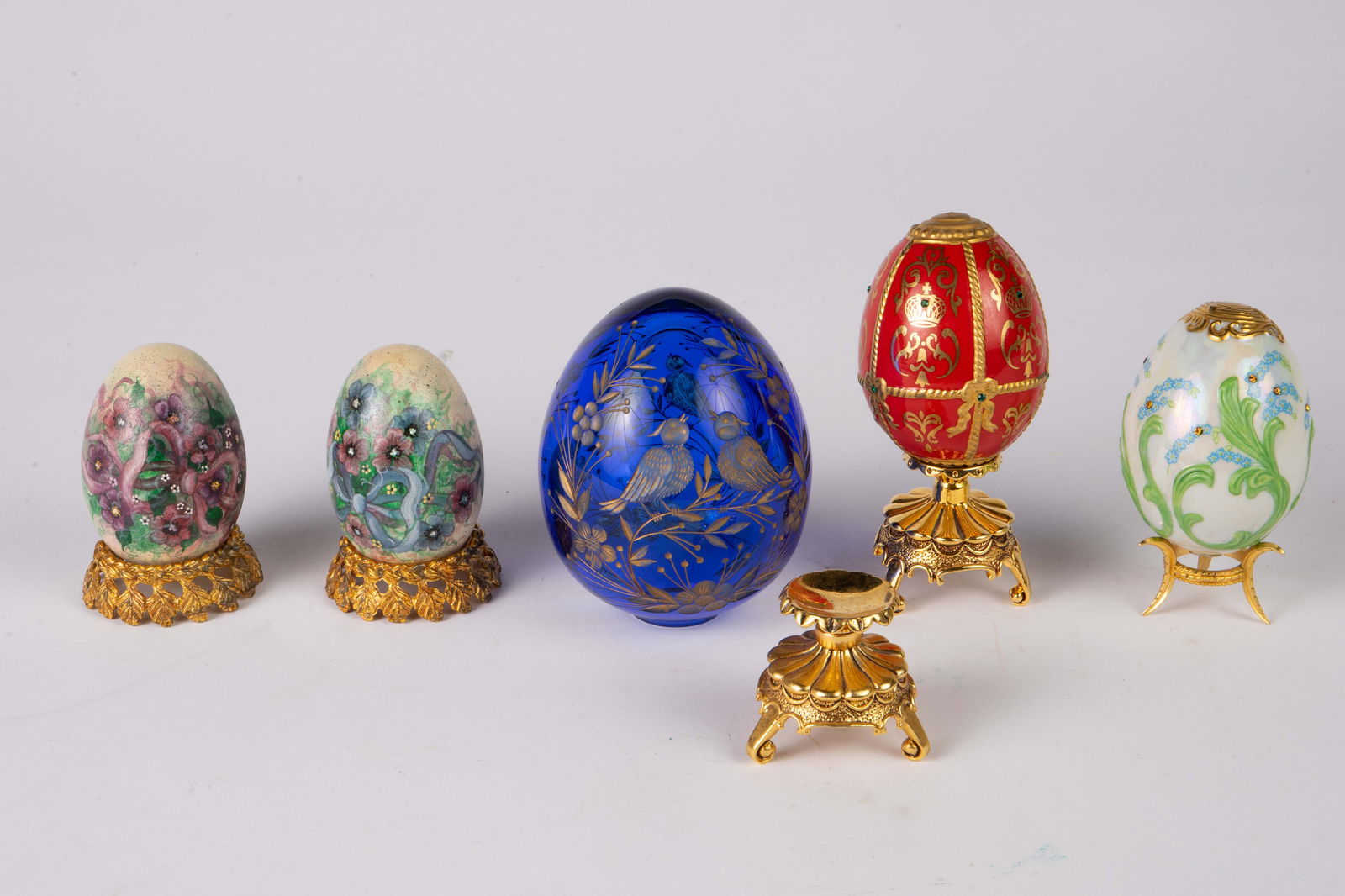 Lot of 5 Decorative Egg Sculptures, inc. Faberge. (1 of 3)