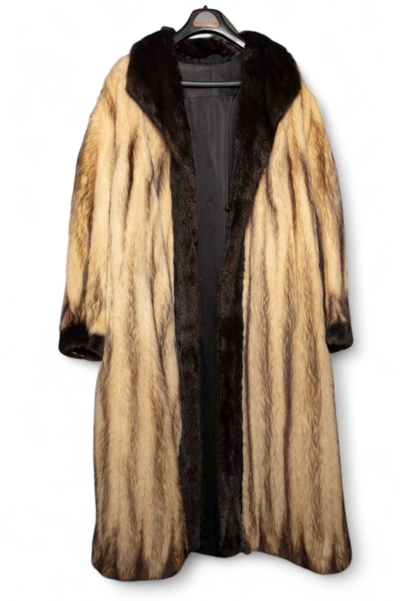 Ladies' Full Length Fitch Fur Coat w/ Mink Trim. (1 of 4)