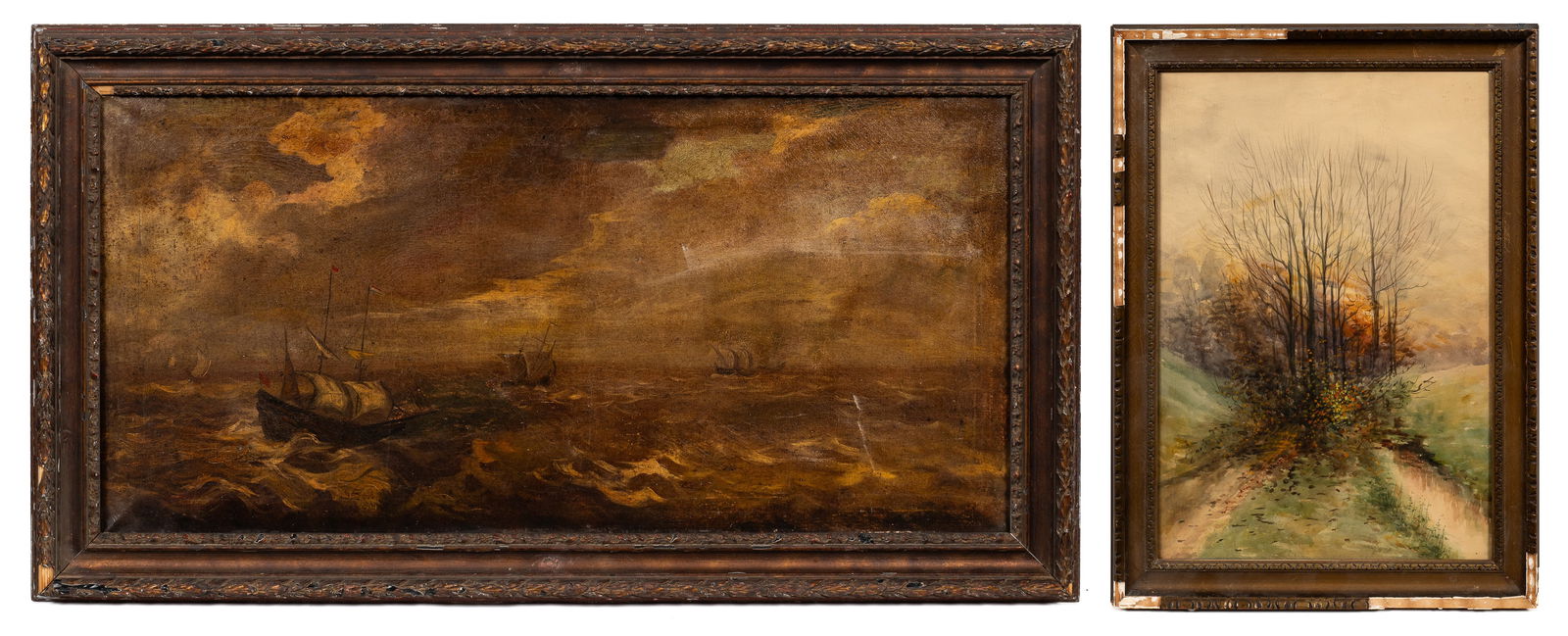Lot of Two Paintings - Landscape and Maritime. (1 of 11)