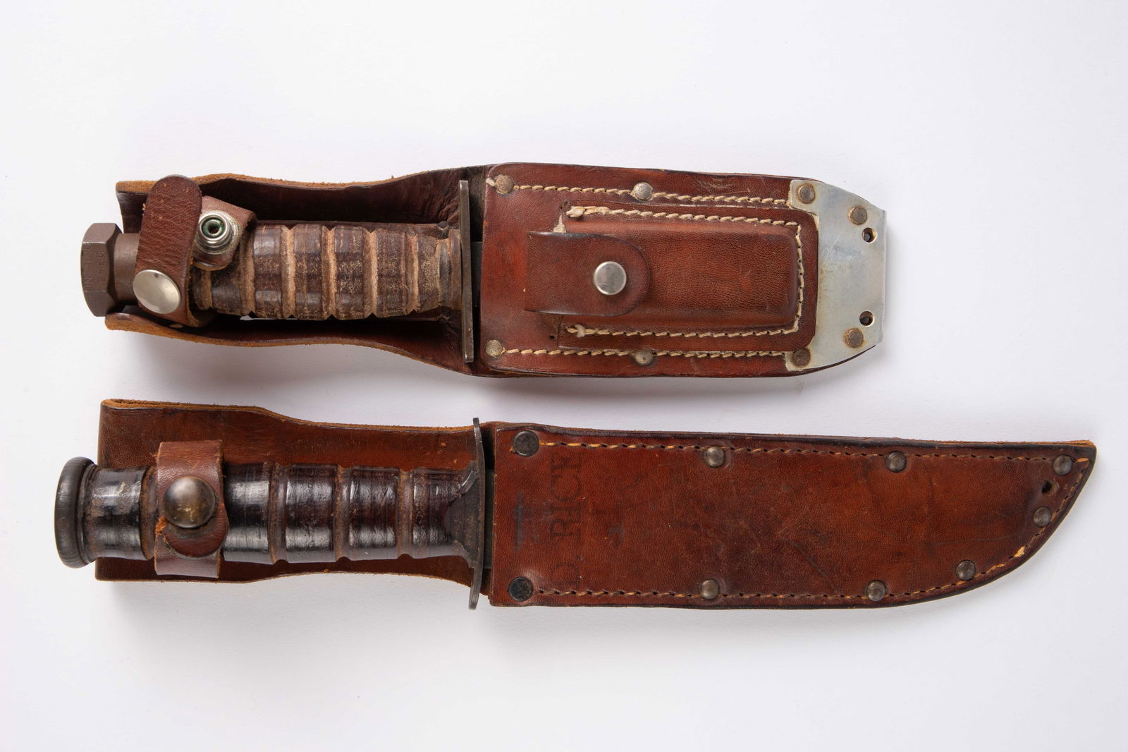 Lot of 2 Military WWII Era Knives w/ Sheaths. (1 of 8)