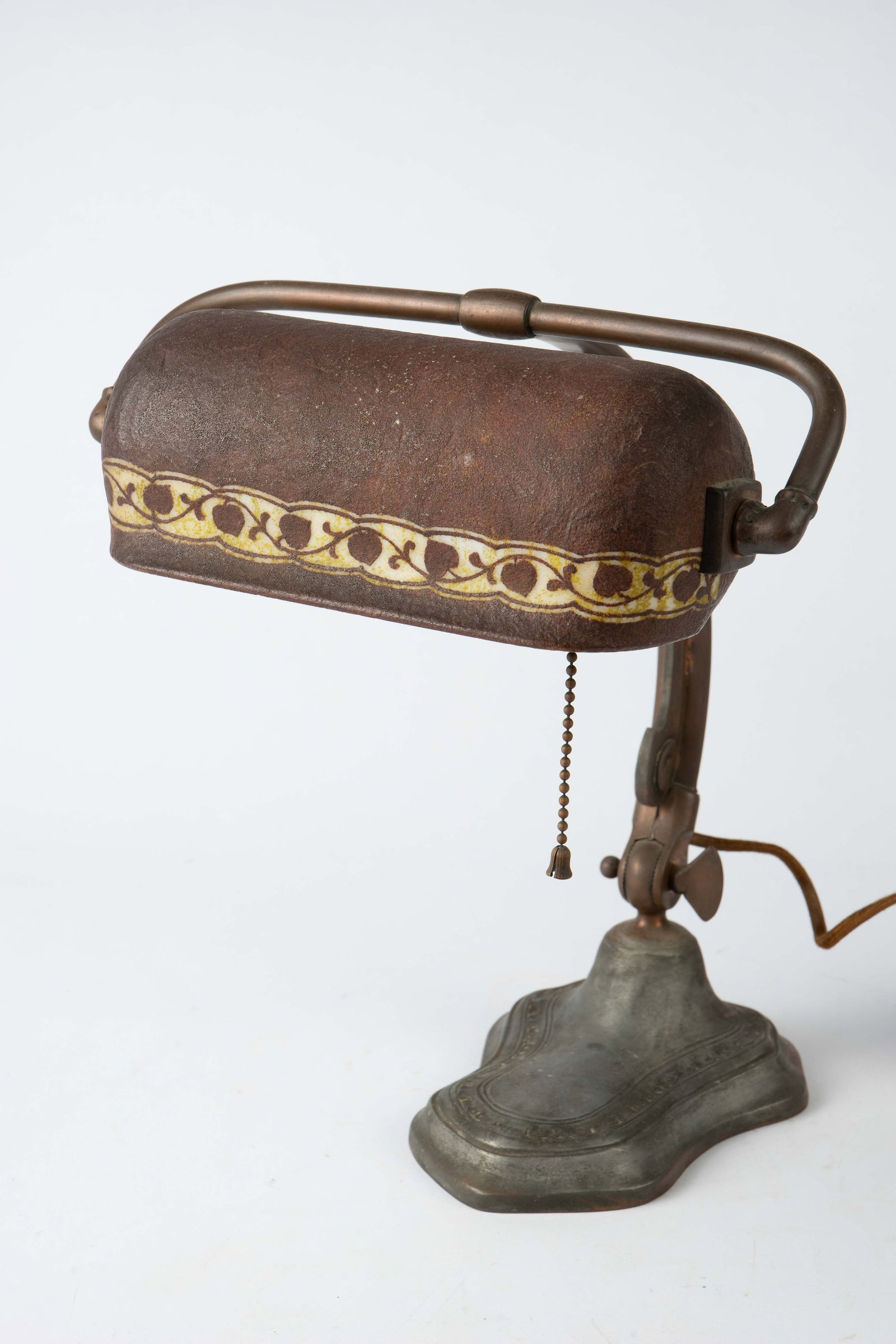 Signed Handel Bronze Banker's Lamp w/ Shade. (1 of 6)