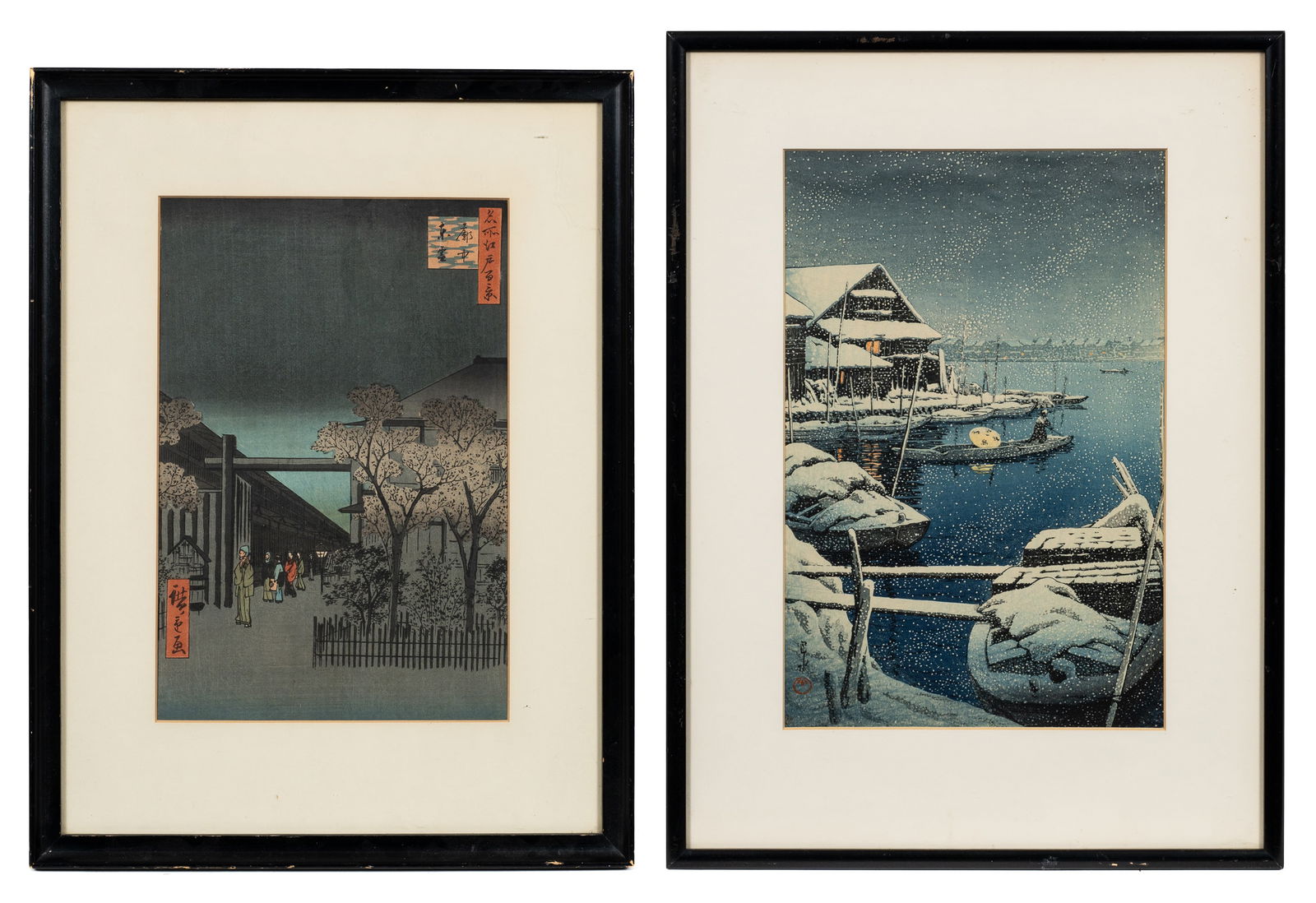 Two Japanese Woodblock Prints - Hiroshige & Hasui. (1 of 10)