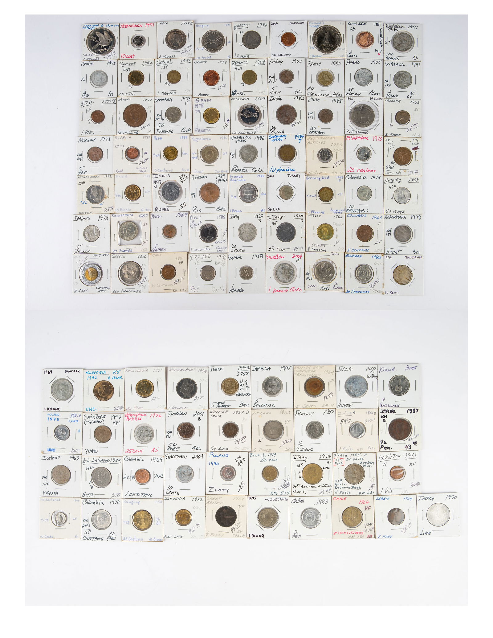 100 Foreign Coins - 1919 - 2009. (1 of 5)