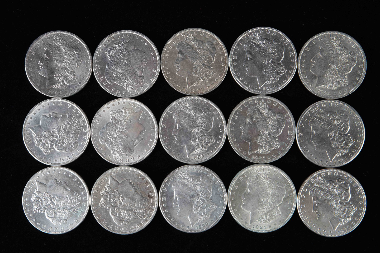 Lot of 15 Morgan Silver Dollars - 1884 - 1921. (1 of 2)