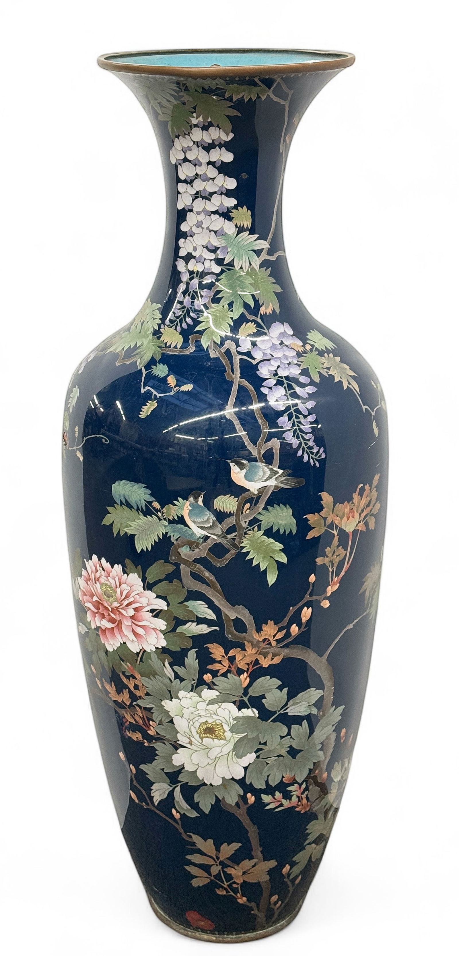 Large Japanese Cloisonne Floor Vase, AS IS. (1 of 9)