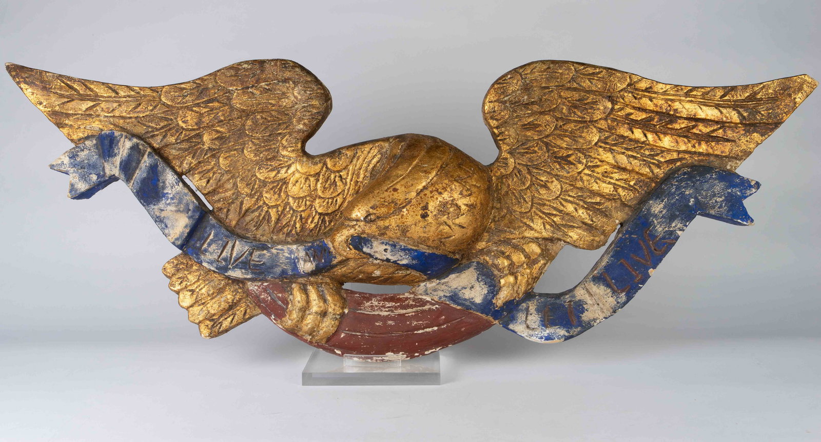 Folk Art Patriotic Carved Gilt Wood Eagle Wall Art (1 of 4)