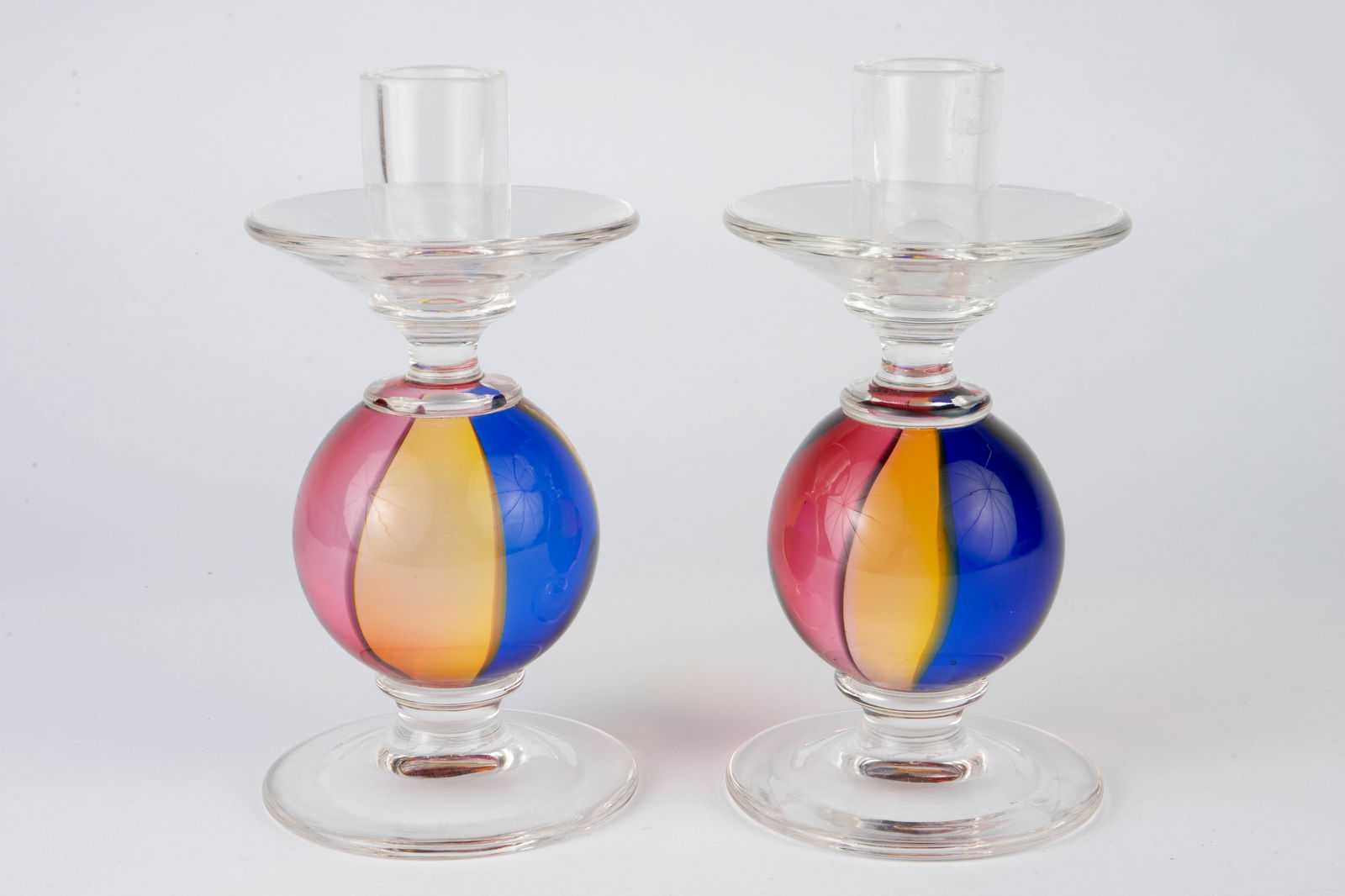 Pair of Seguso Murano Glass Candlesticks. (1 of 4)