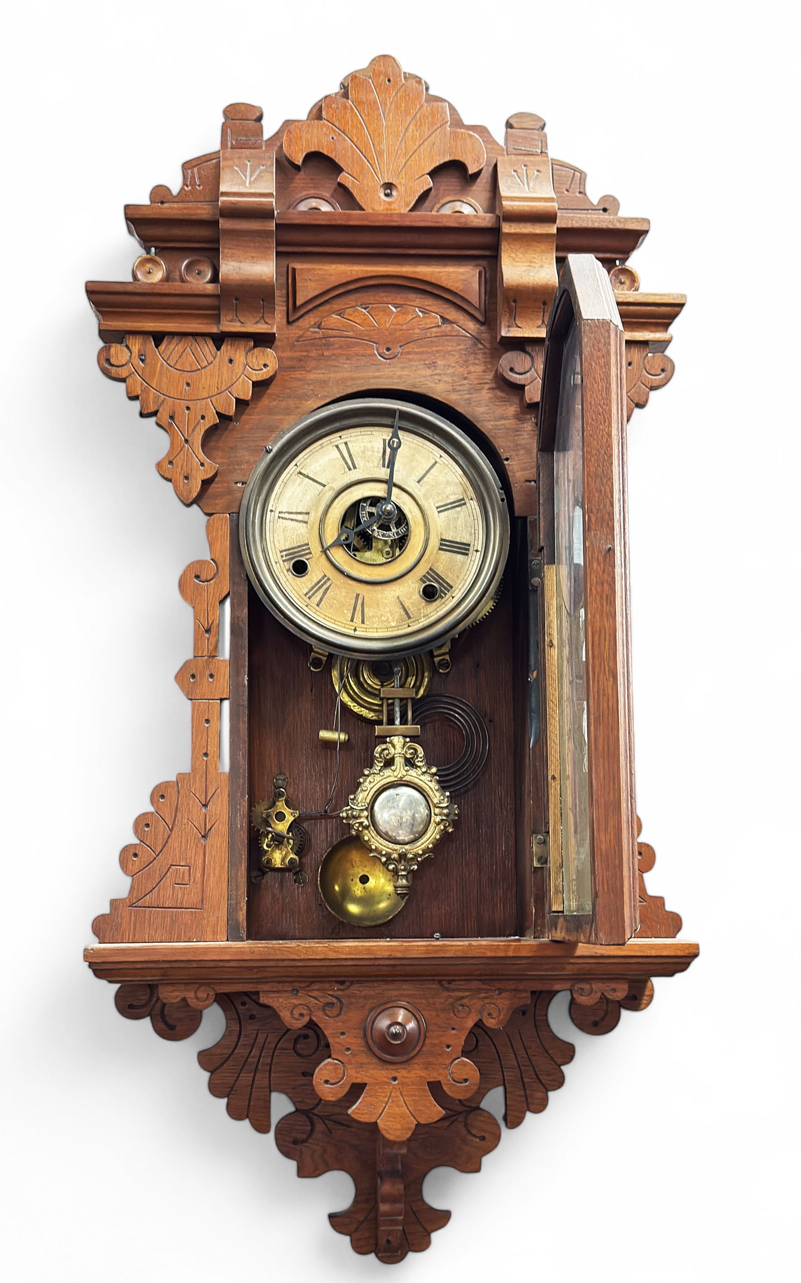 Victorian Walnut Regulator Wall Clock. (1 of 2)